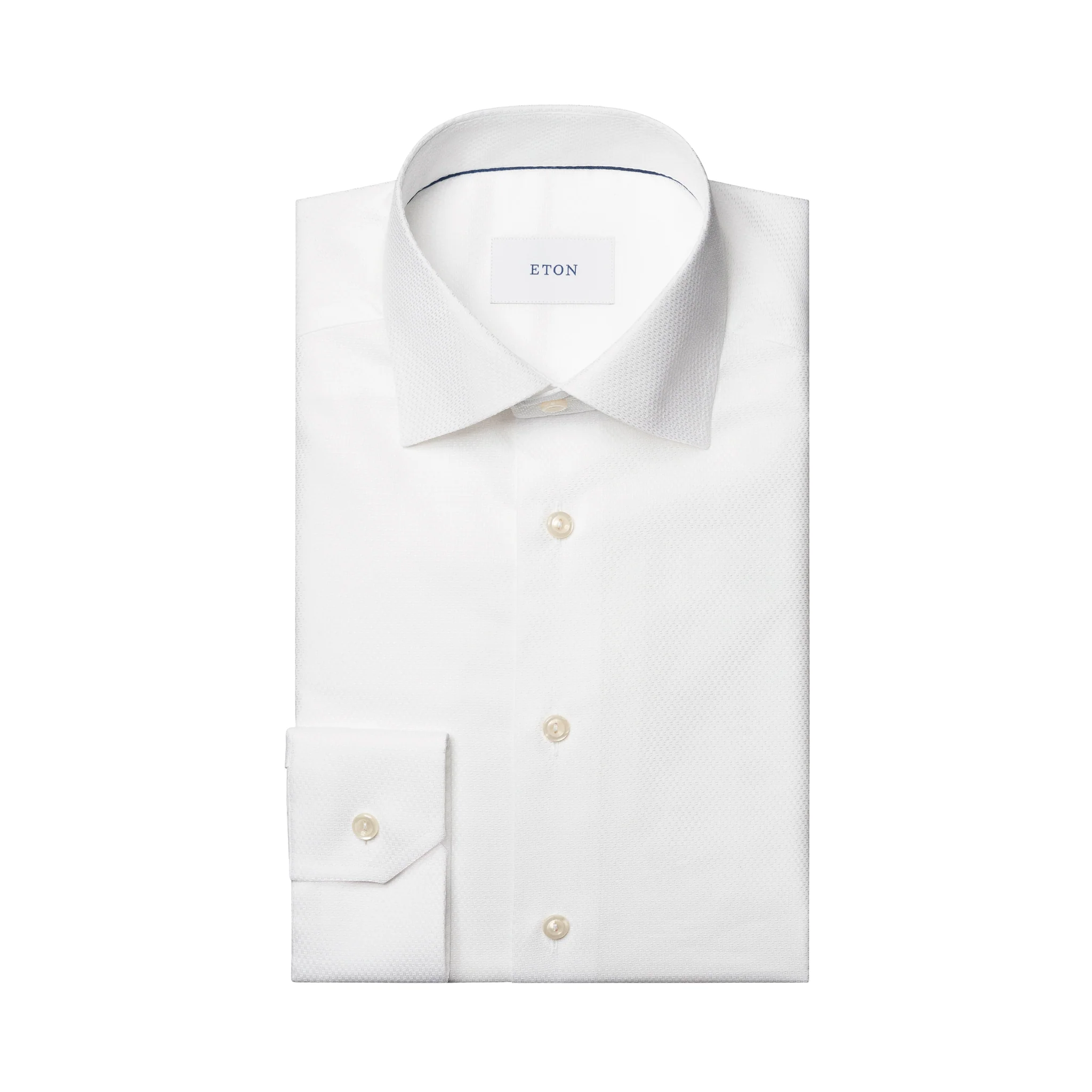 White Semi-Solid Cotton-Tencel Lyocell Contemporary Fit Shirt - ETON