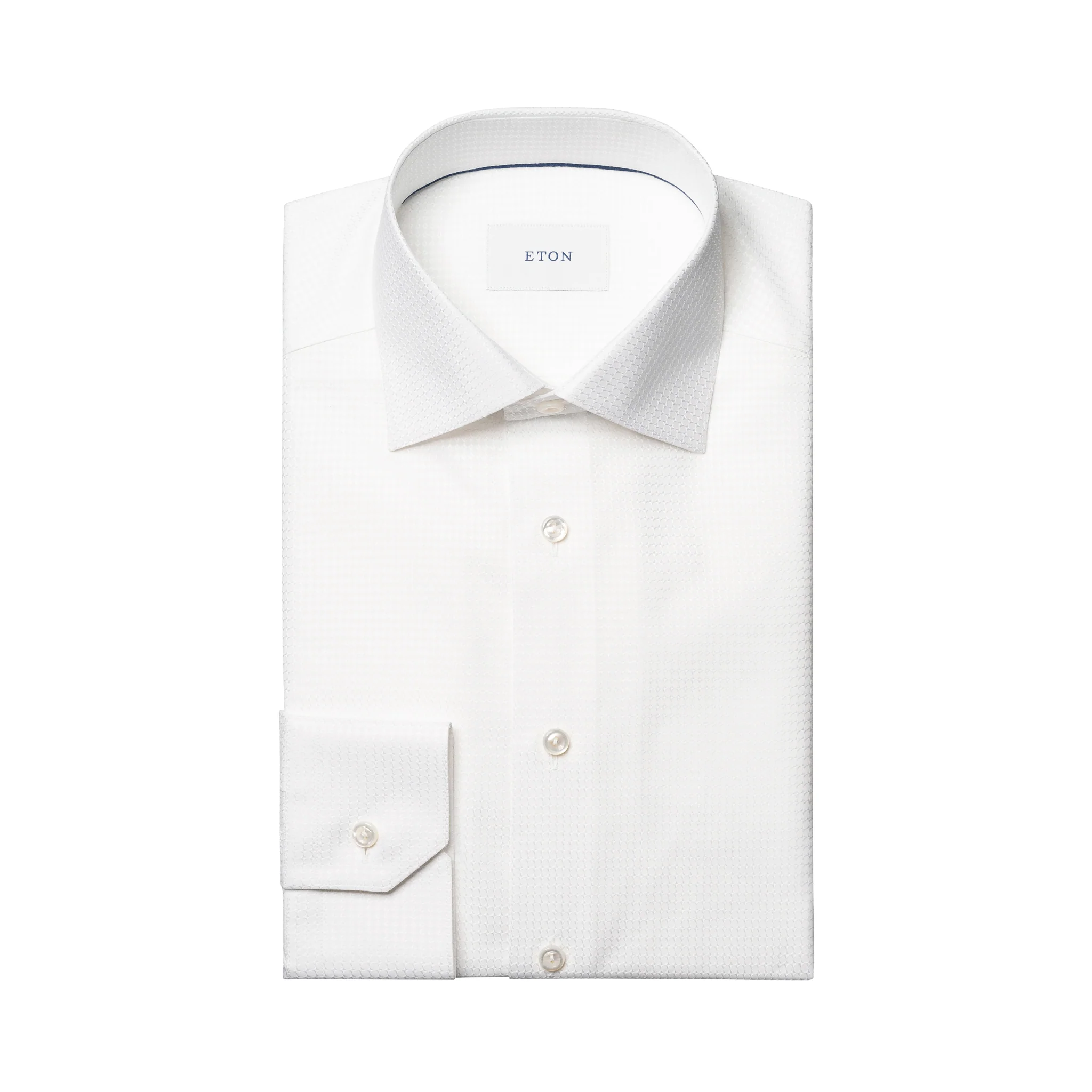 White Semi-Solid Dobby Contemporary Fit Evening Dress Shirt - ETON
