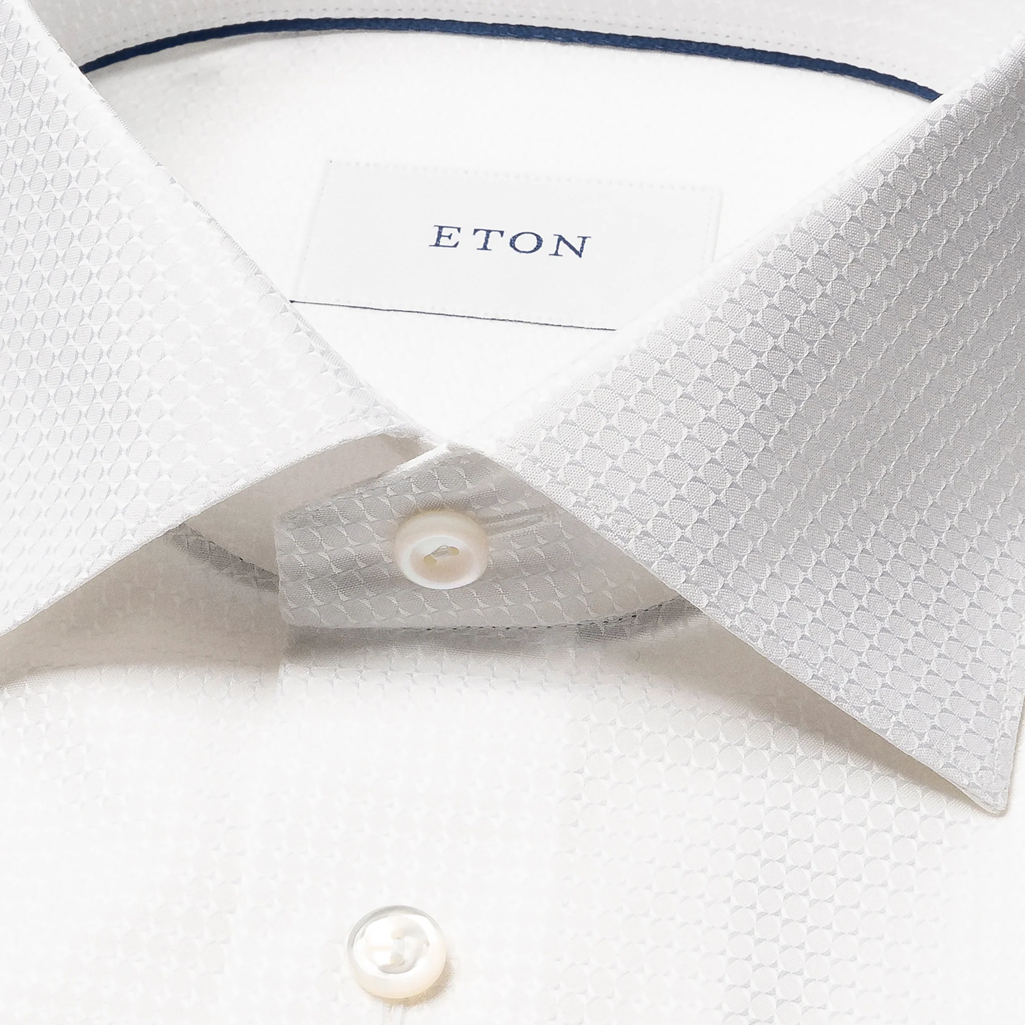 White Semi-Solid Dobby Contemporary Fit Evening Dress Shirt - ETON - Image 3