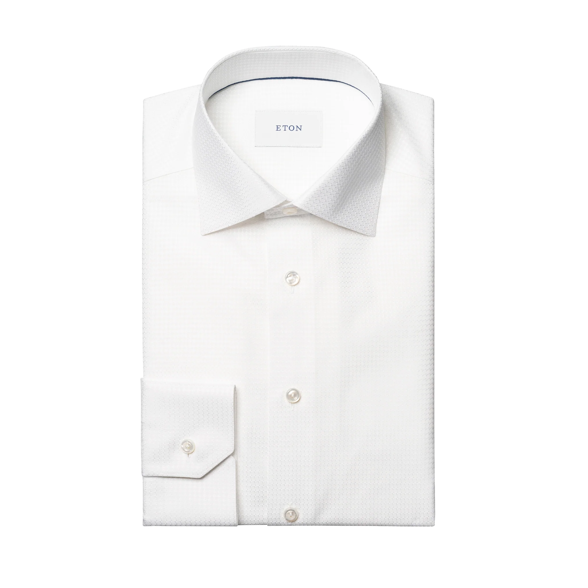 White Semi-Solid Dobby Slim Fit Evening Dress Shirt - ETON