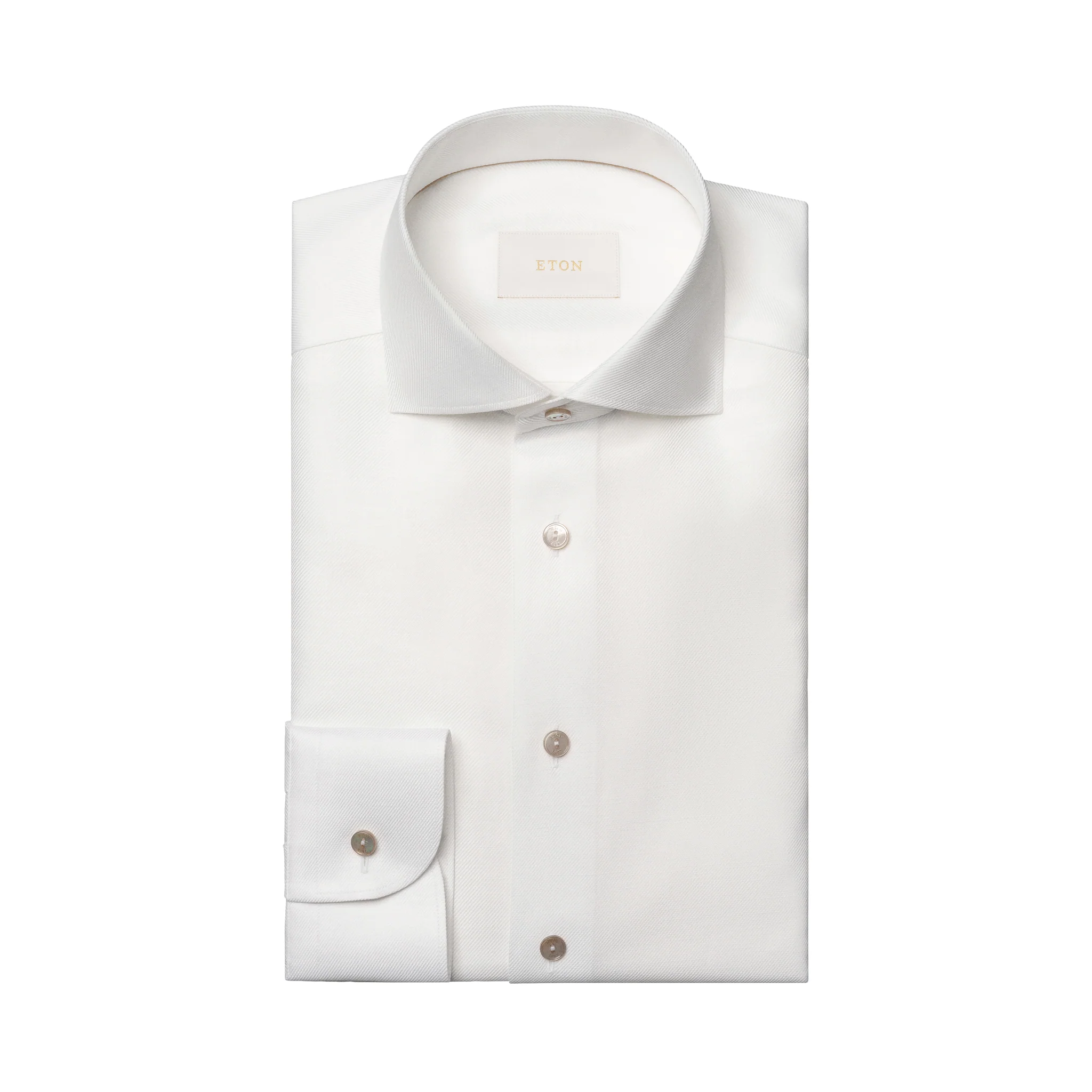 White Semi-Solid Elevated Cotton/Linen Slim Fit Shirt - ETON