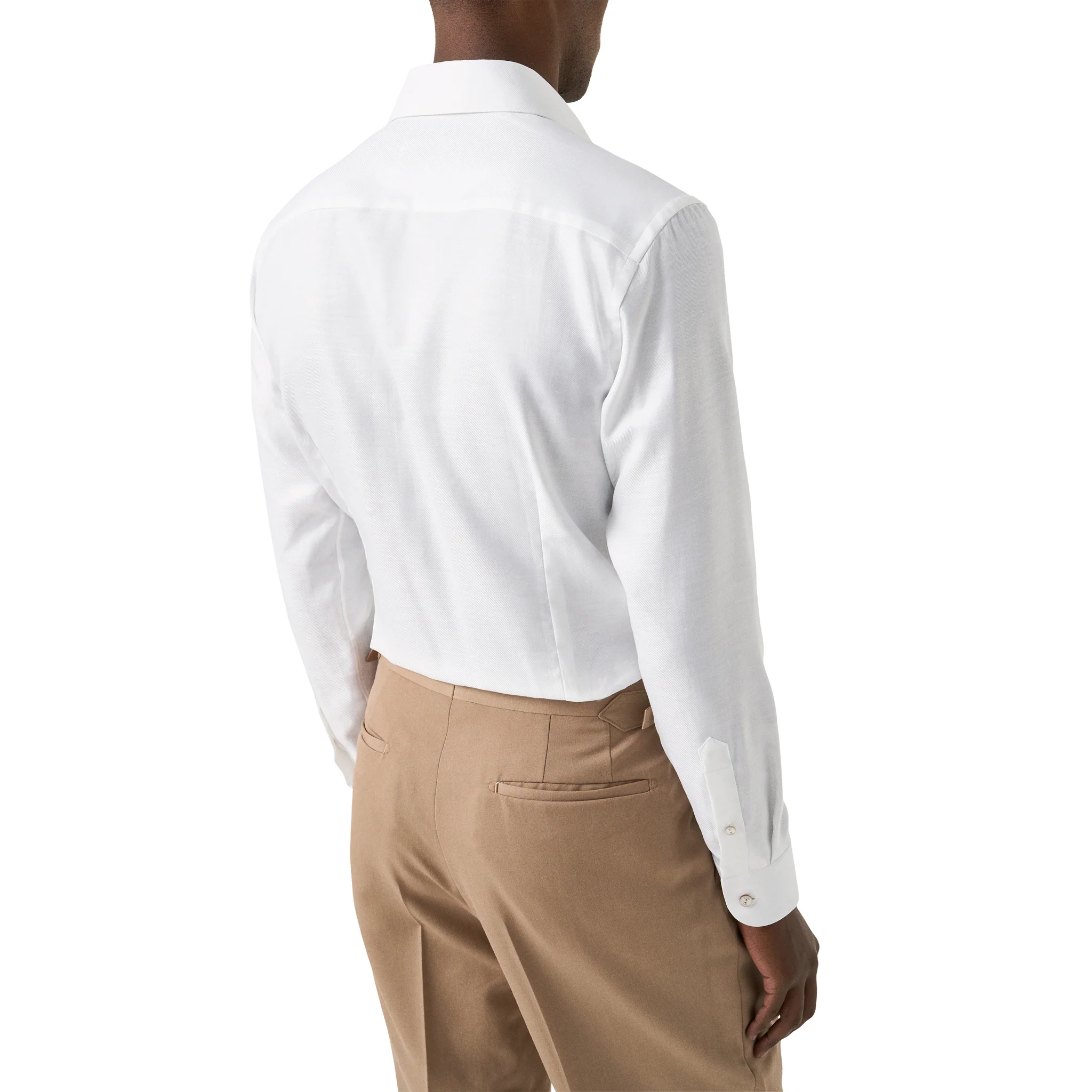 White Semi-Solid Elevated Cotton/Linen Slim Fit Shirt - ETON - Image 3
