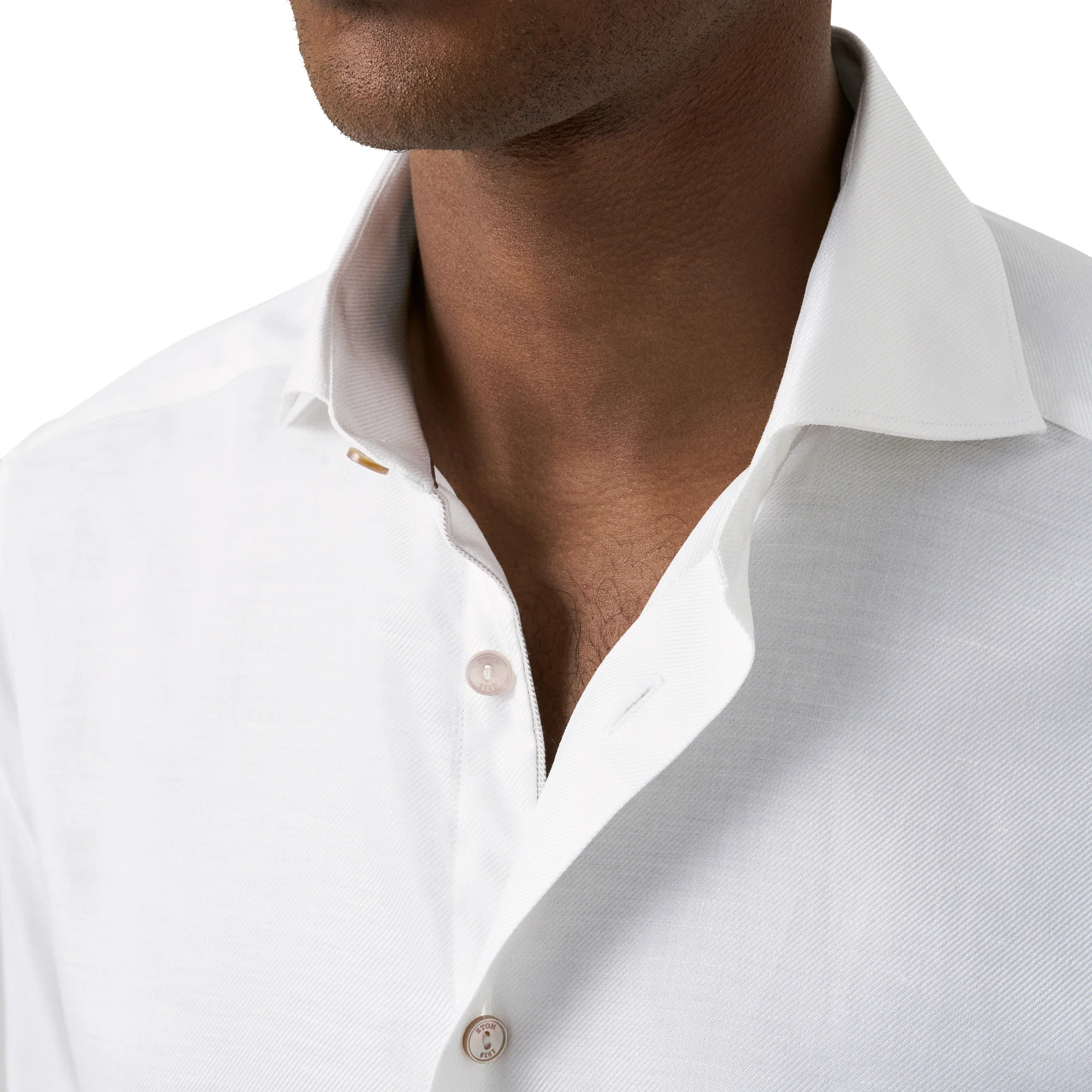 White Semi-Solid Elevated Cotton/Linen Slim Fit Shirt - ETON - Image 6