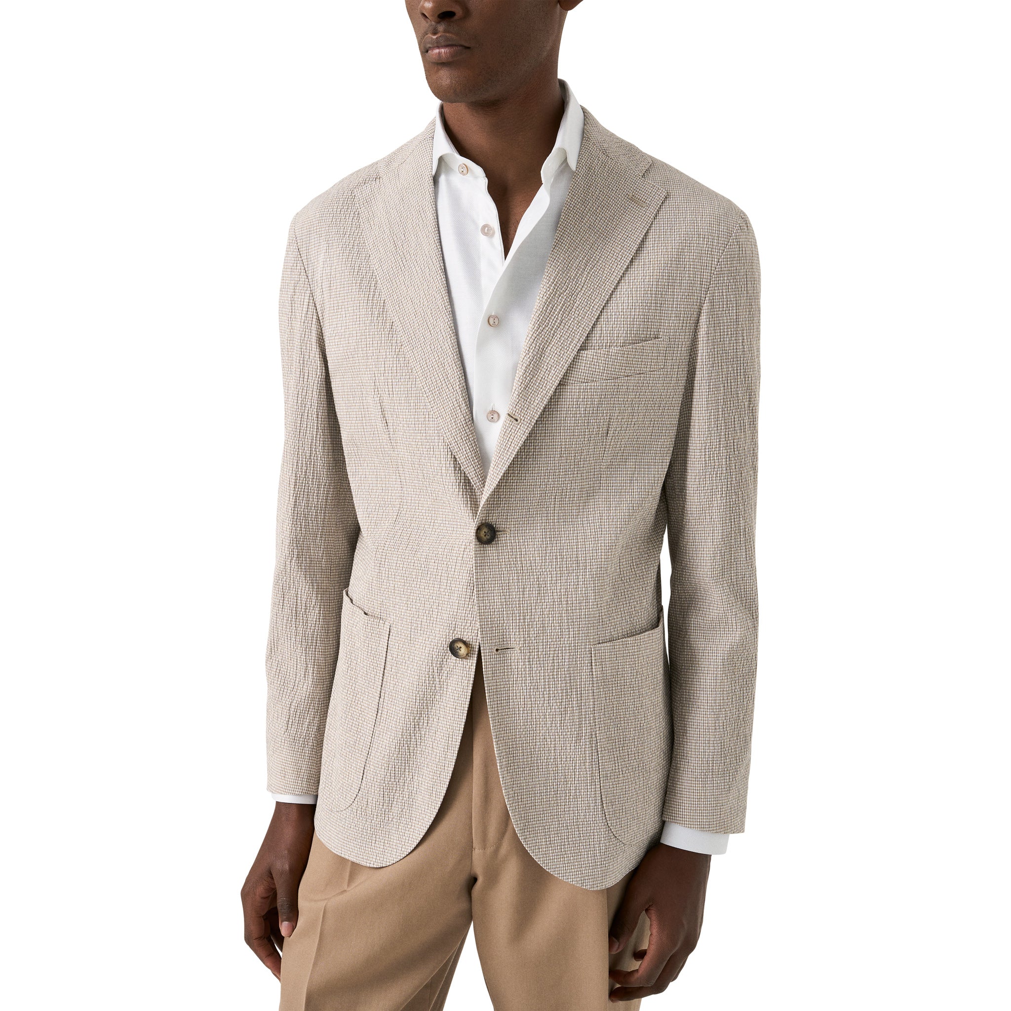 White Semi-Solid Elevated Cotton/Linen Slim Fit Shirt - ETON - Image 9