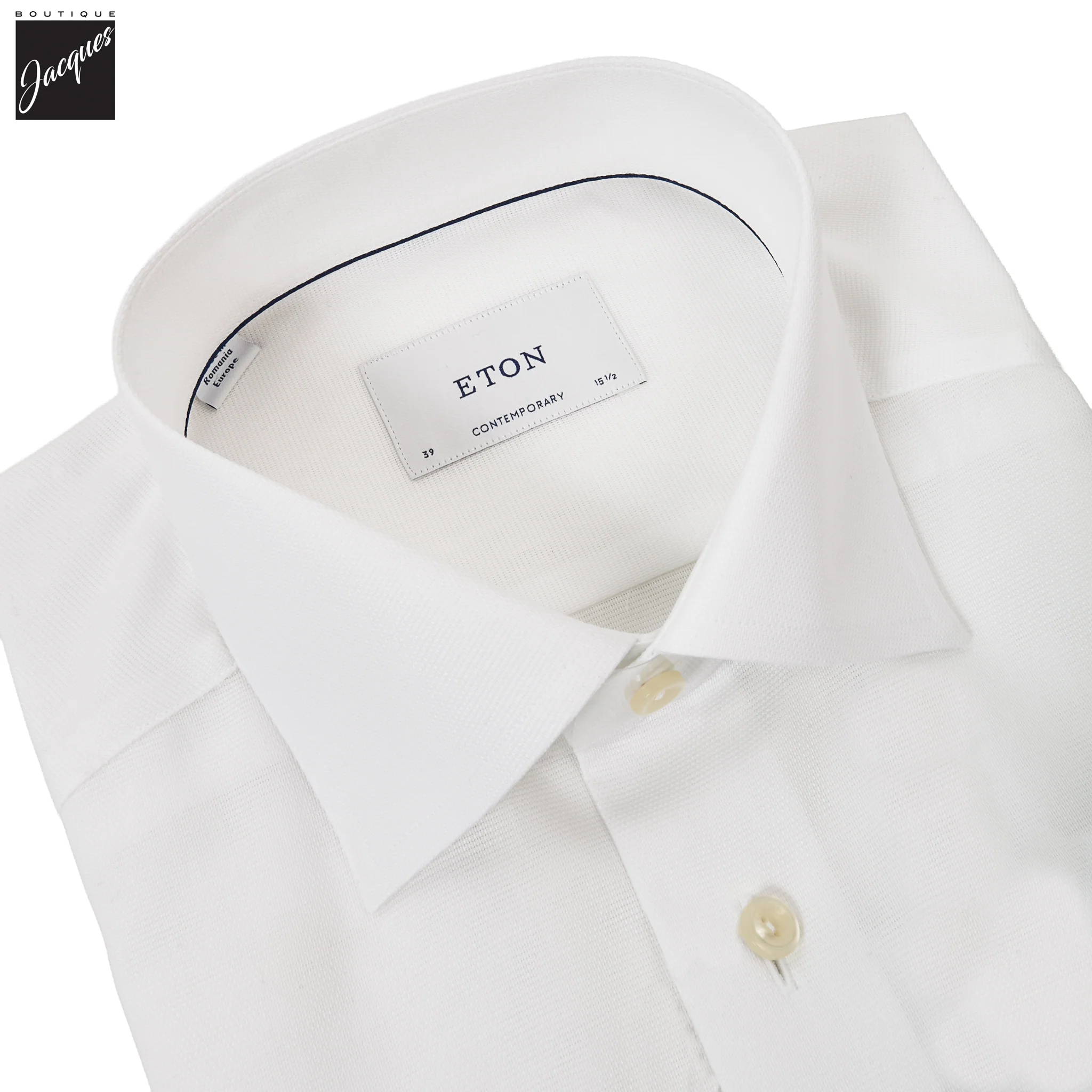 White Semi Solid Signature Twill Contemporary Fit Shirt - ETON - Image 2
