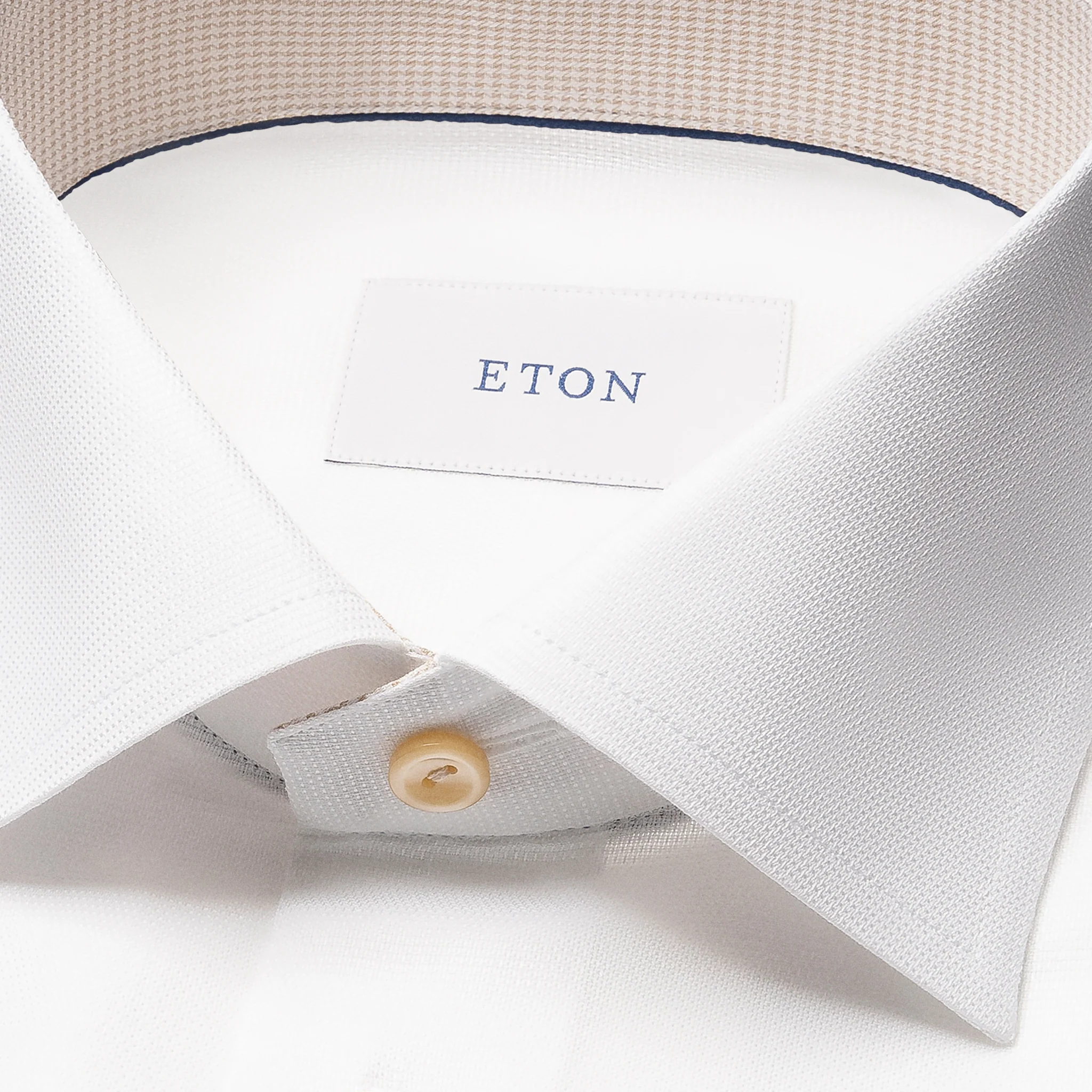 White Semi Solid Signature Twill Contemporary Fit Shirt w/ Beige Details - ETON - Image 2