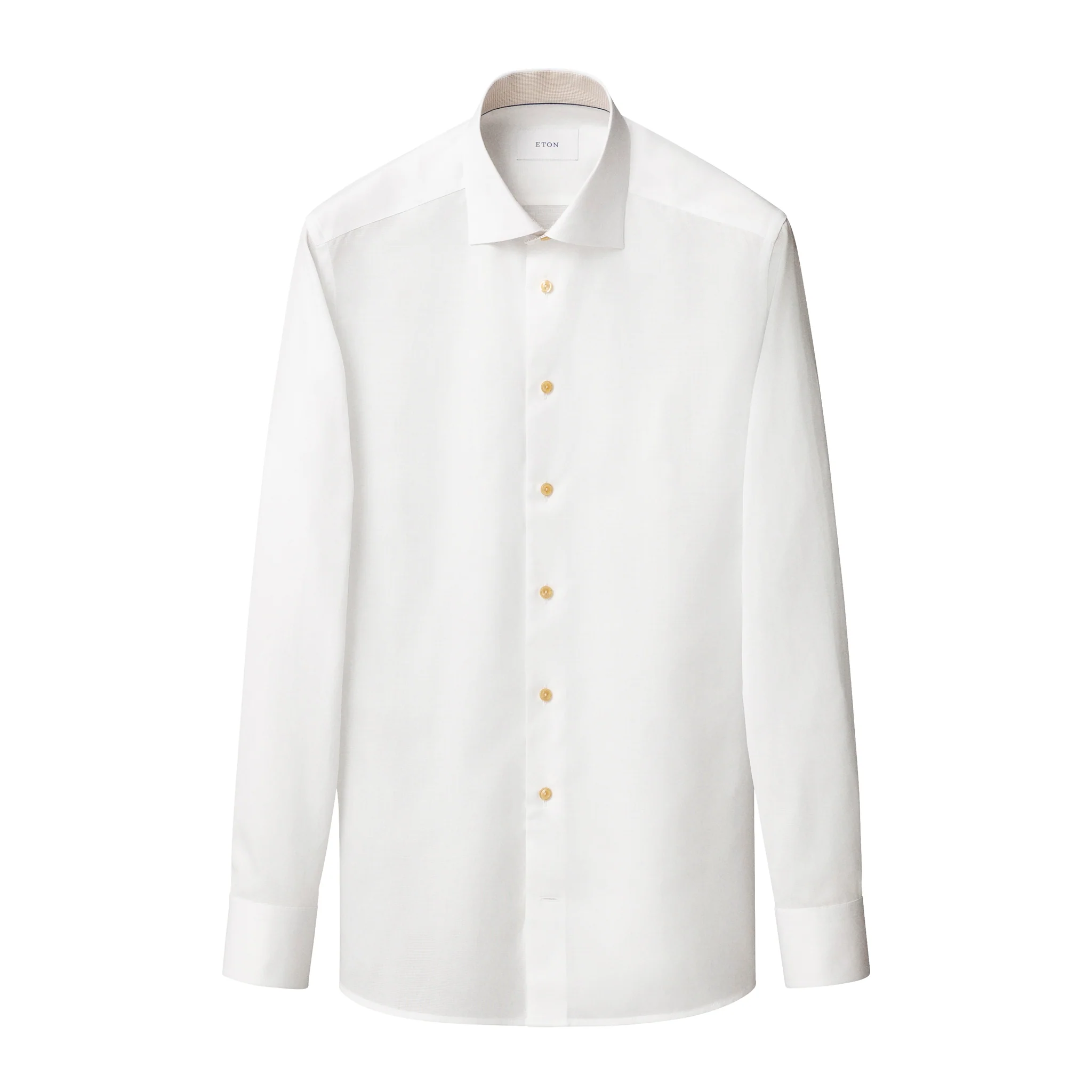 White Semi Solid Signature Twill Contemporary Fit Shirt w/ Beige Details - ETON - Image 3