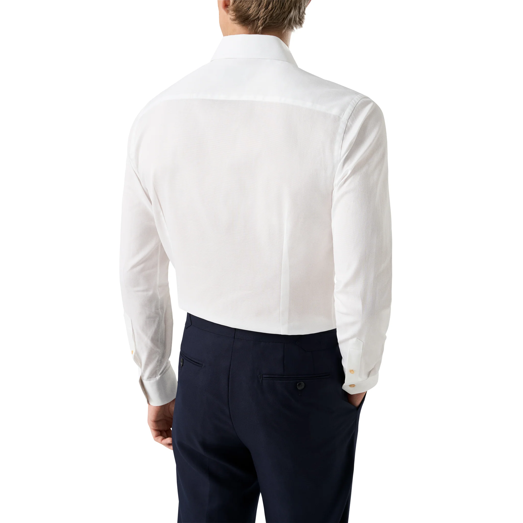White Semi Solid Signature Twill Contemporary Fit Shirt w/ Beige Details - ETON - Image 5