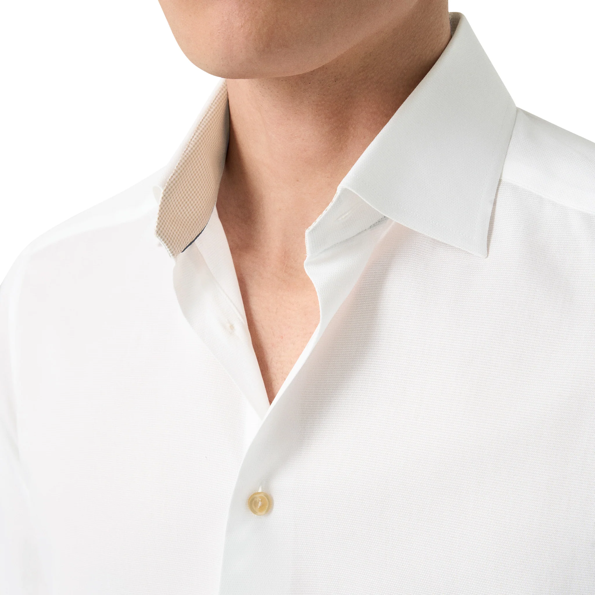 White Semi Solid Signature Twill Contemporary Fit Shirt w/ Beige Details - ETON - Image 6