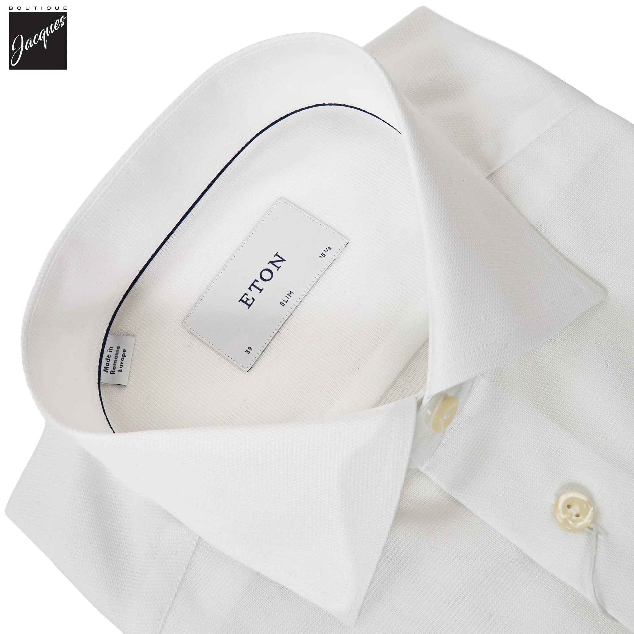 White Semi Solid Signature Twill Slim Fit Shirt - ETON - Image 2