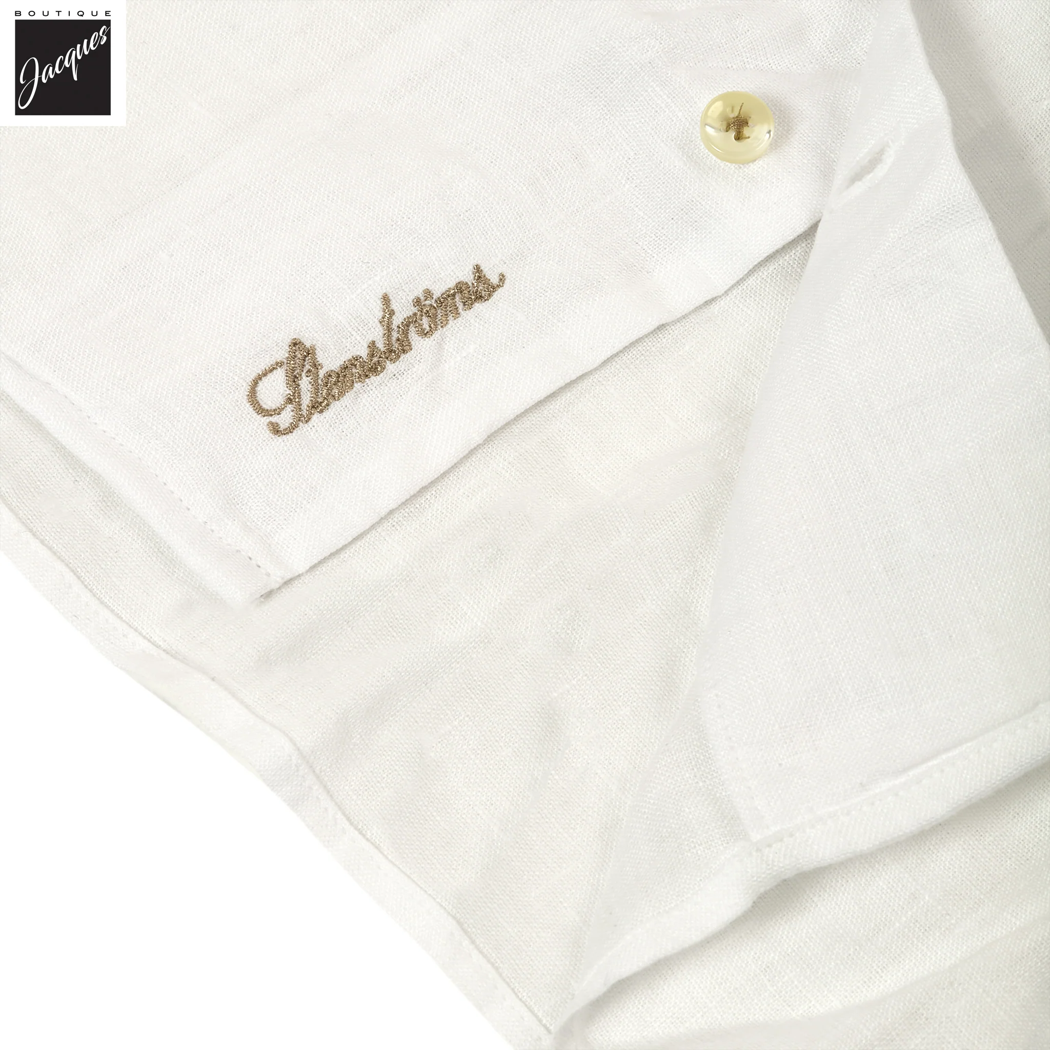 White Short Sleeve Linen Regular Fit Resort Shirt - Stenströms - Image 4