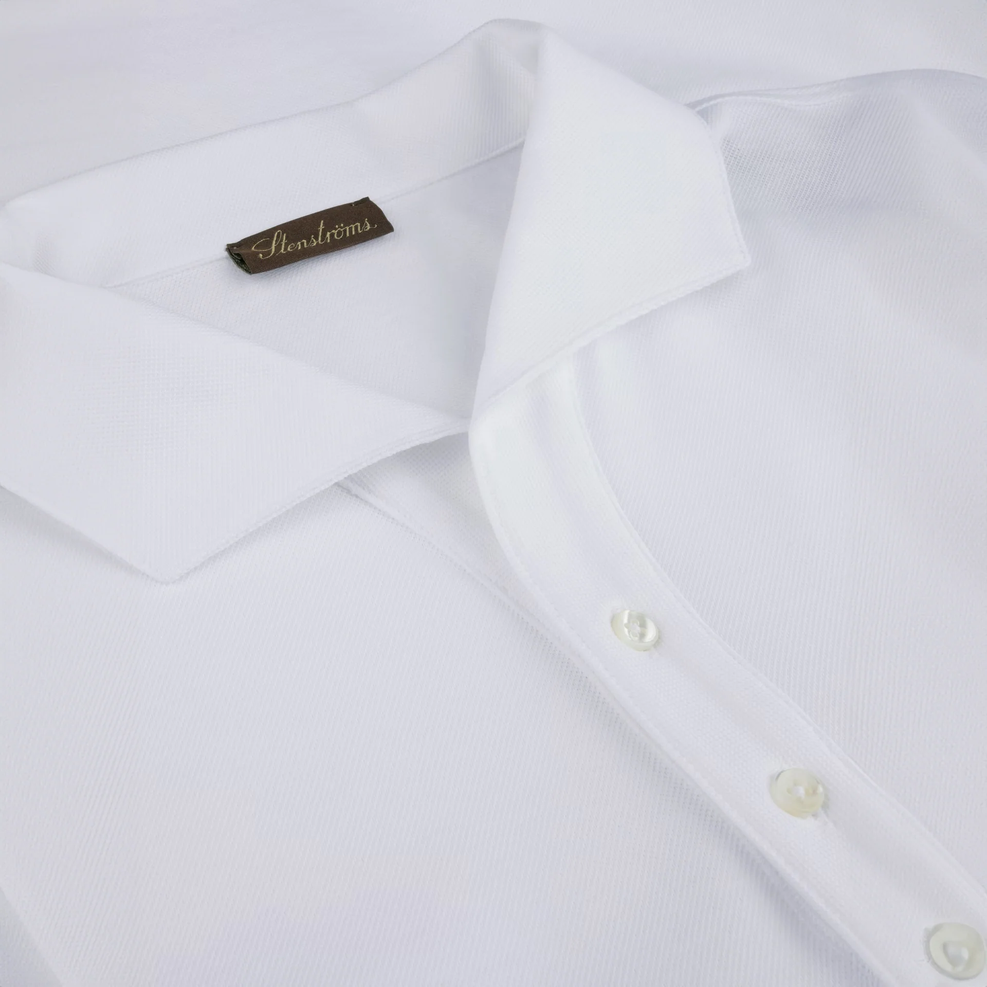 White Short Sleeve Piqué Polo Shirt - Stenströms - Image 3