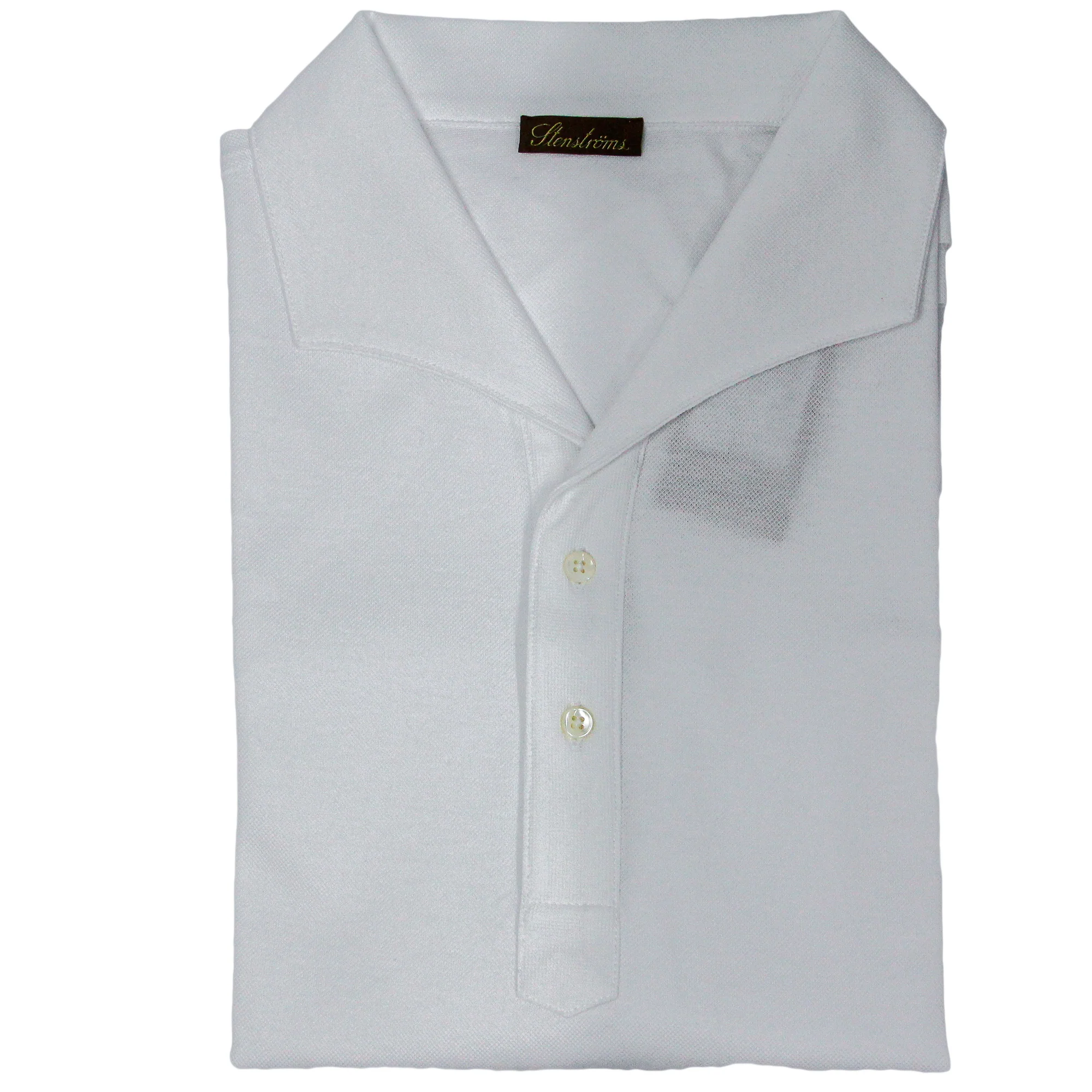 White Short Sleeve Piqué Polo Shirt - Stenströms - Image 6