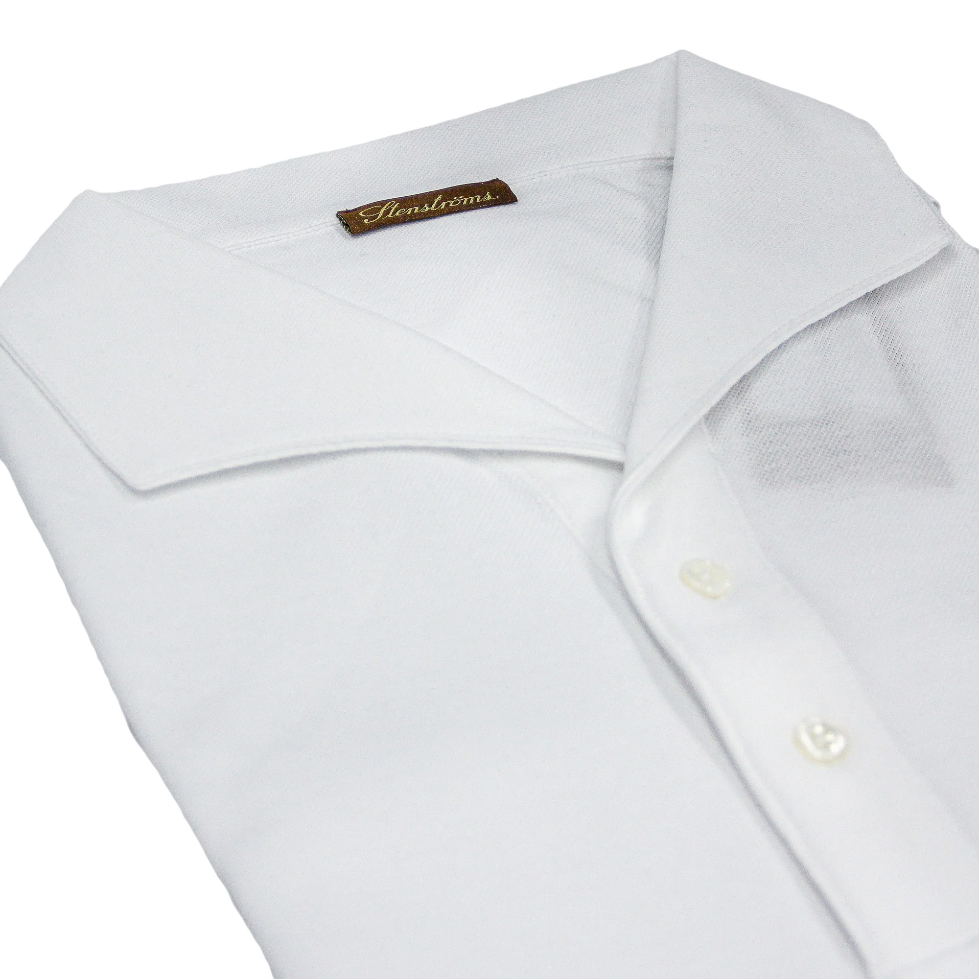 White Short Sleeve Piqué Polo Shirt - Stenströms - Image 7