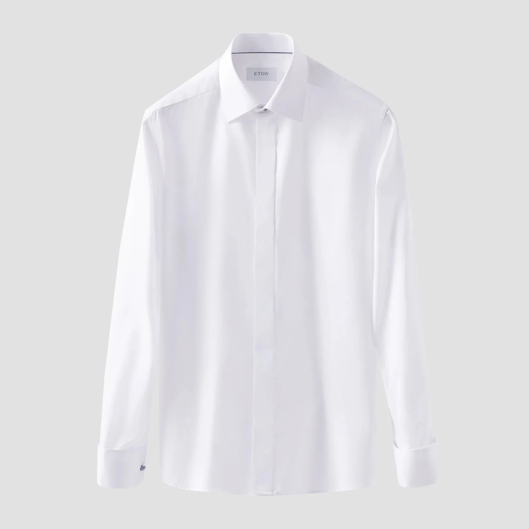 White Signature Twill Fly-Front Contemporary Fit Tuxedo Shirt - ETON - Image 3
