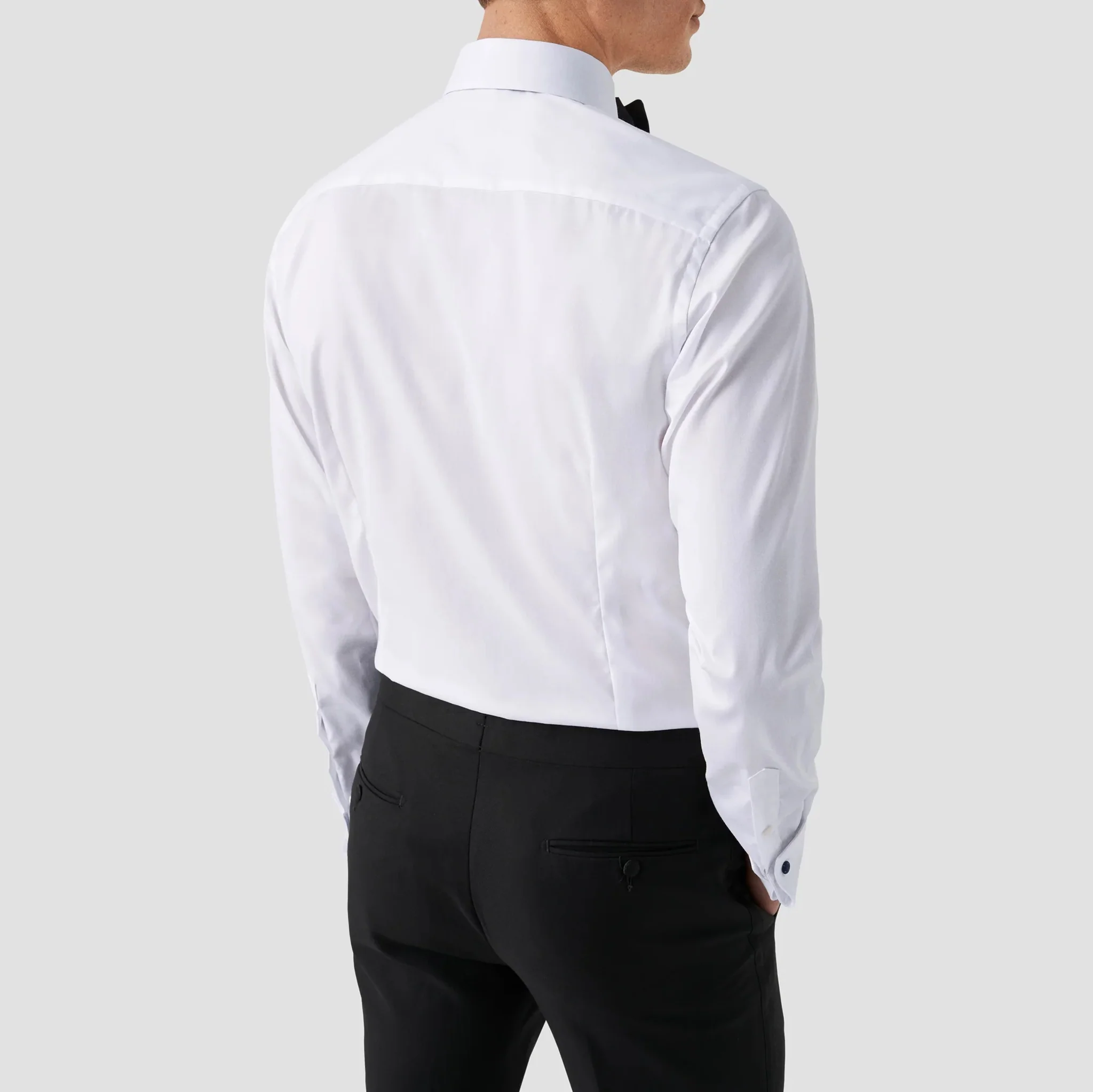 White Signature Twill Fly-Front Contemporary Fit Tuxedo Shirt - ETON - Image 5
