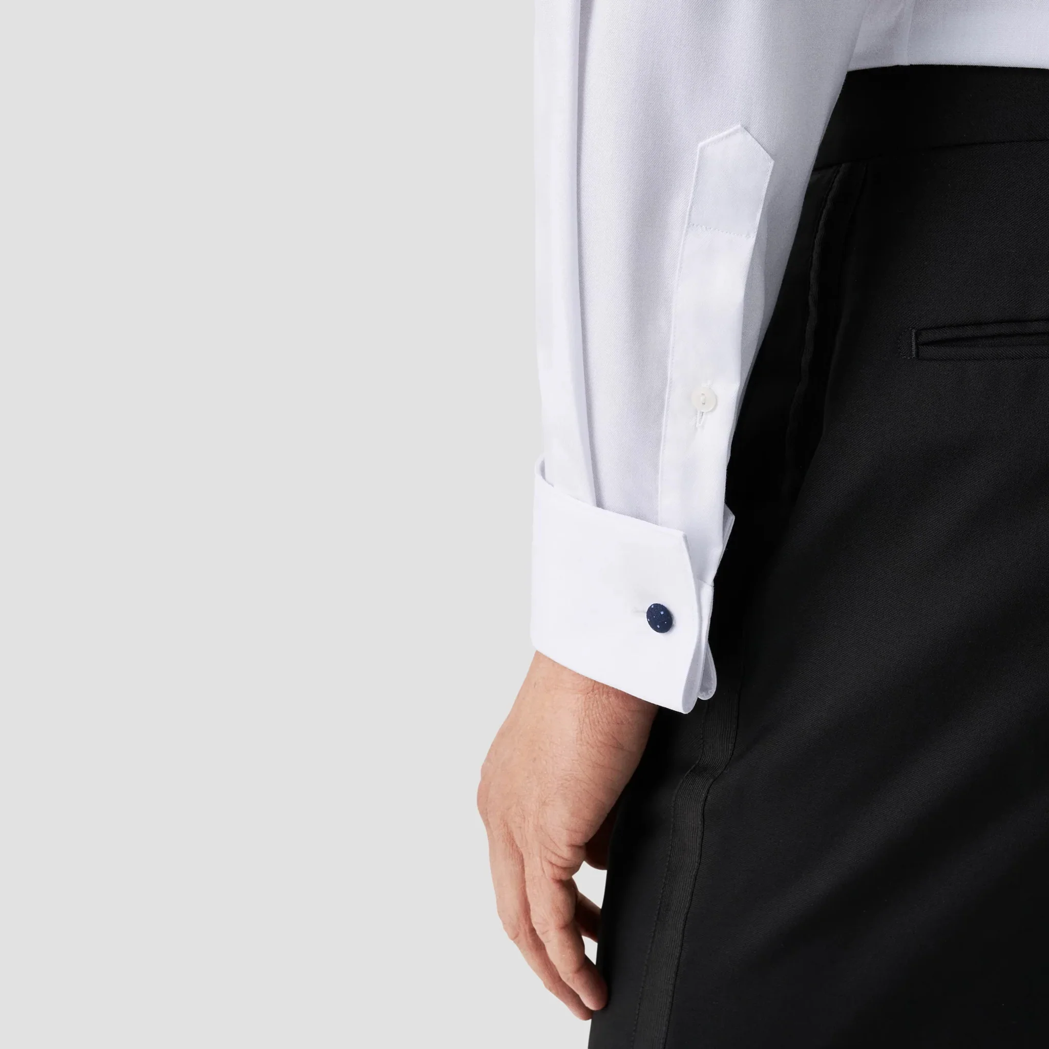 White Signature Twill Fly-Front Contemporary Fit Tuxedo Shirt - ETON - Image 6