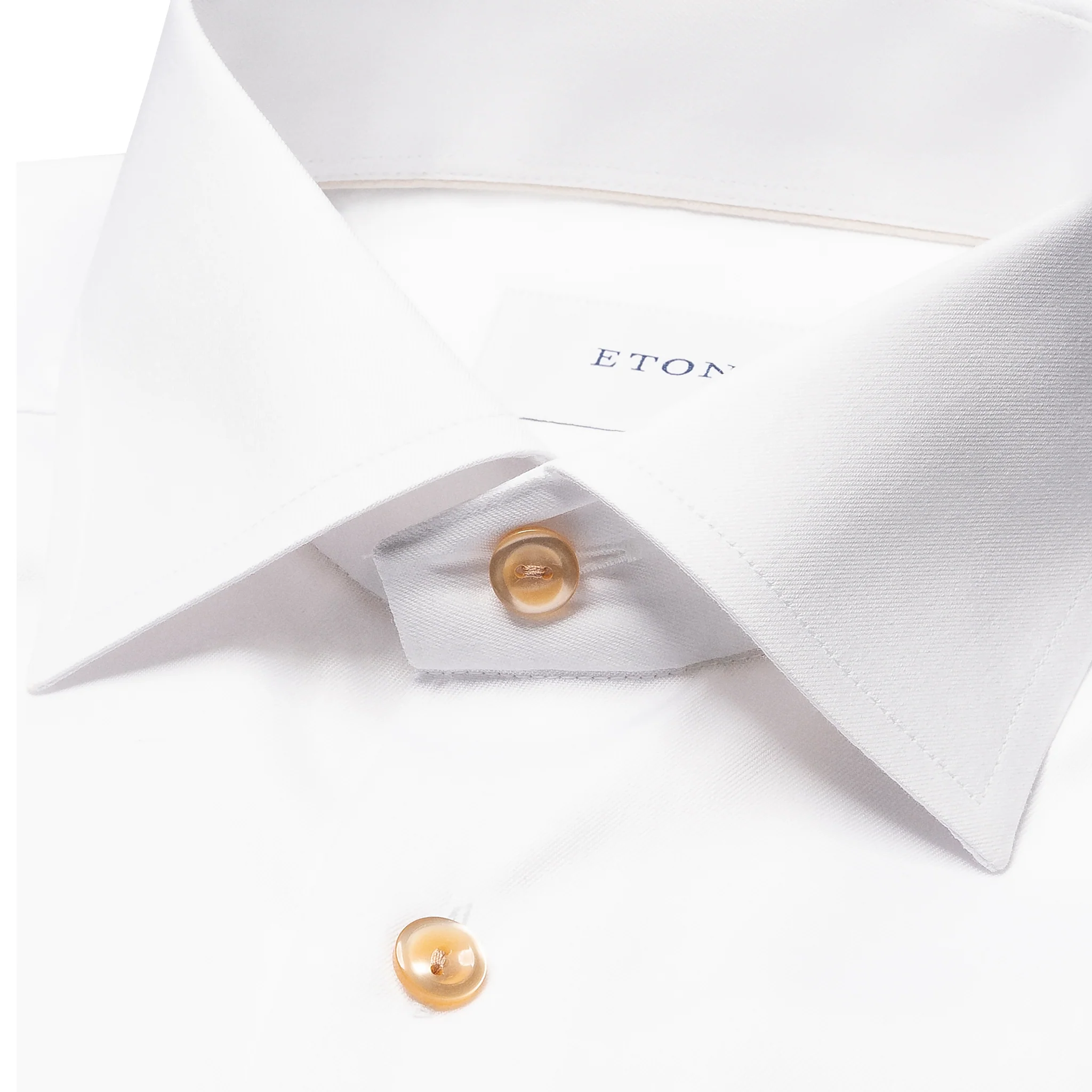 White Solid Beige Effect Signature Twill Slim Fit Shirt - ETON - Image 3