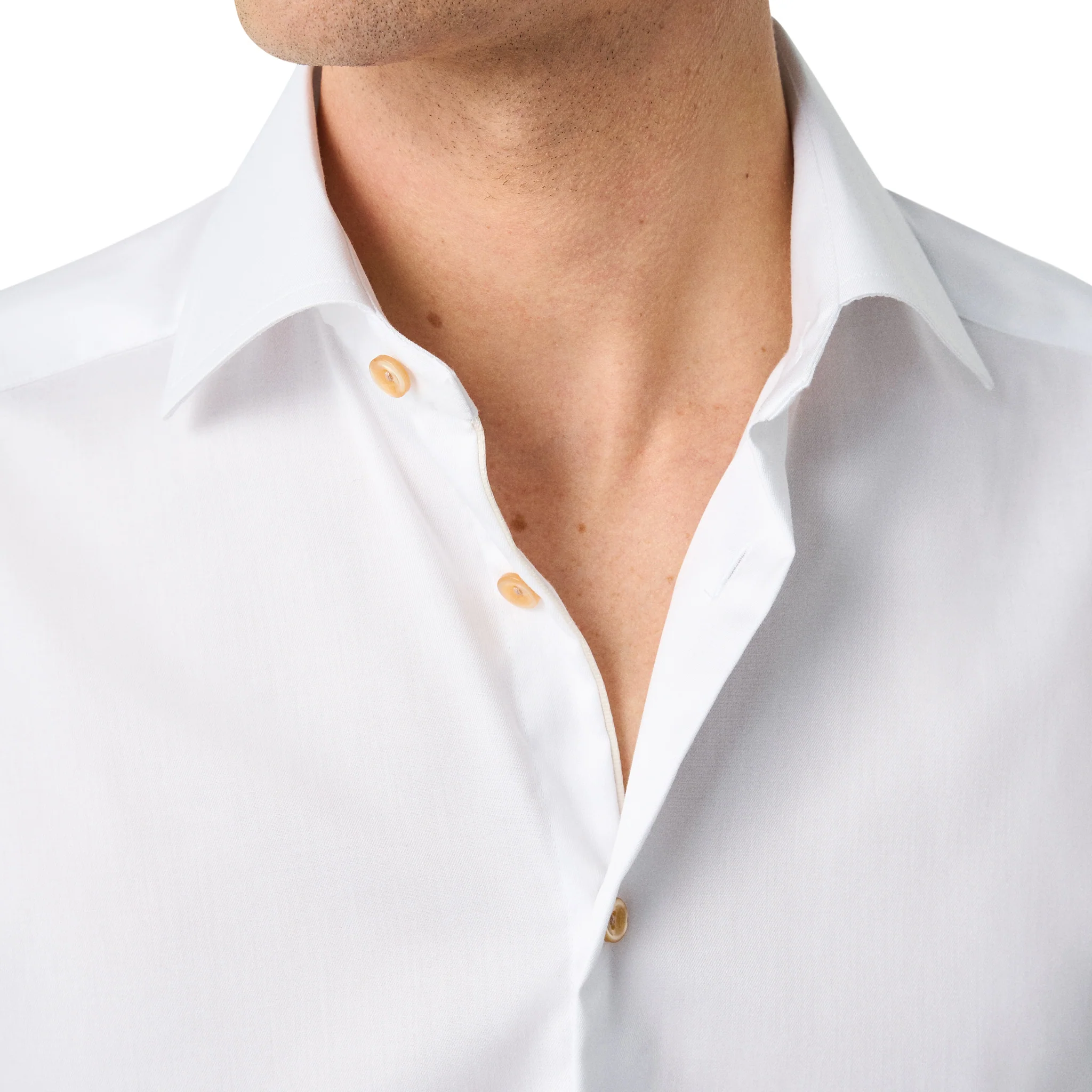 White Solid Beige Effect Signature Twill Slim Fit Shirt - ETON - Image 5
