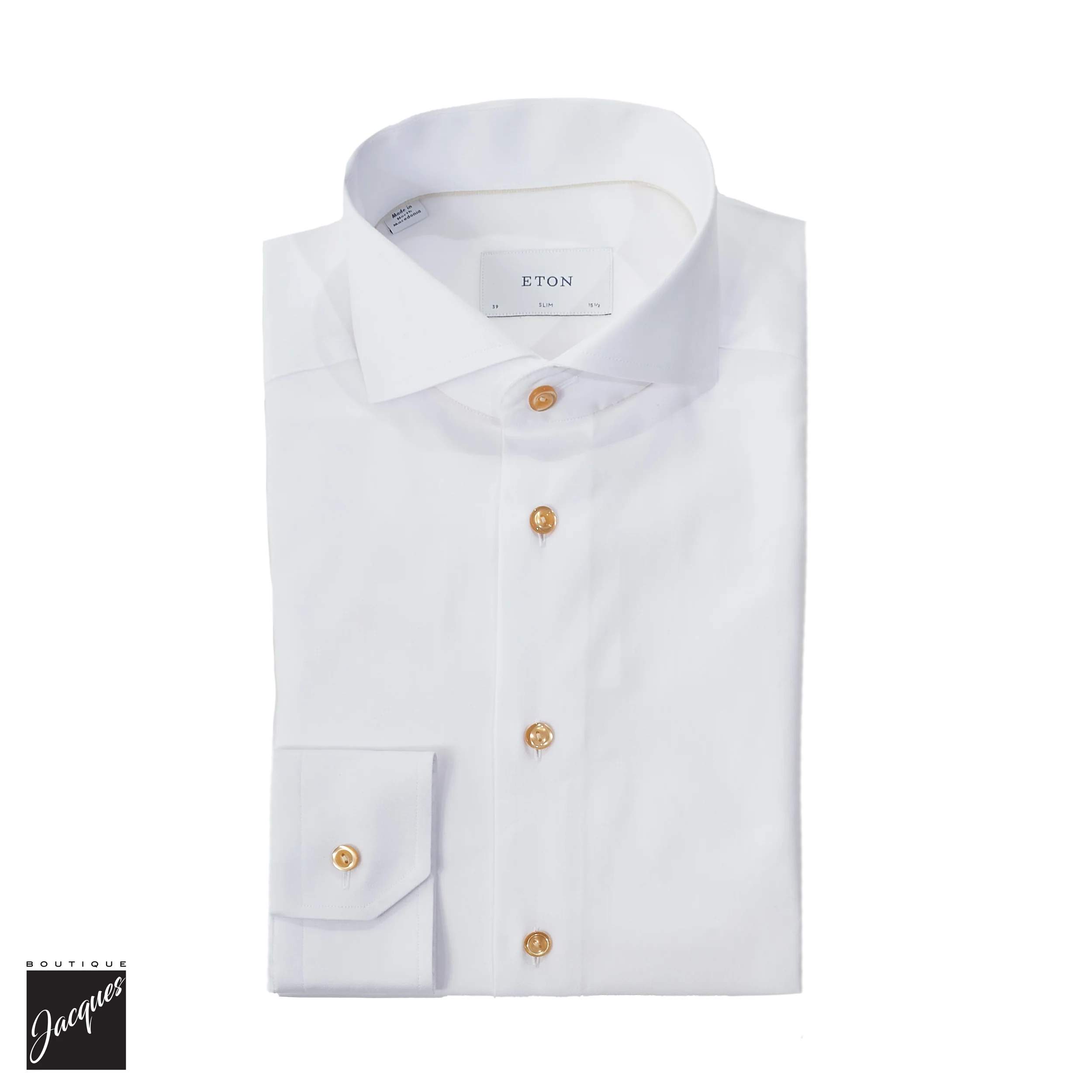 White Solid Beige Effect Signature Twill Slim Fit Shirt - ETON
