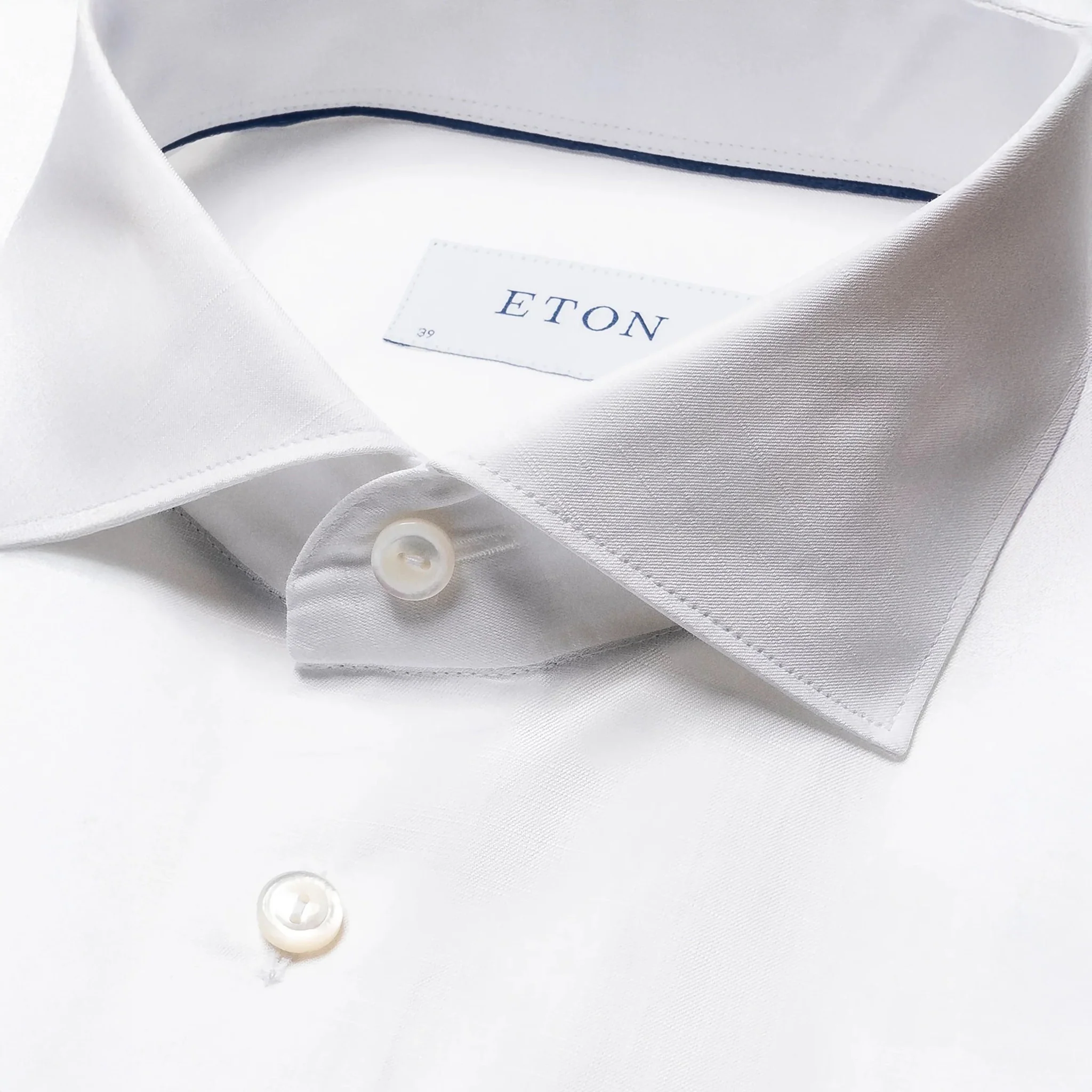 White Solid Elevated Cotton-Linen Slim Fit Shirt - ETON - Image 3