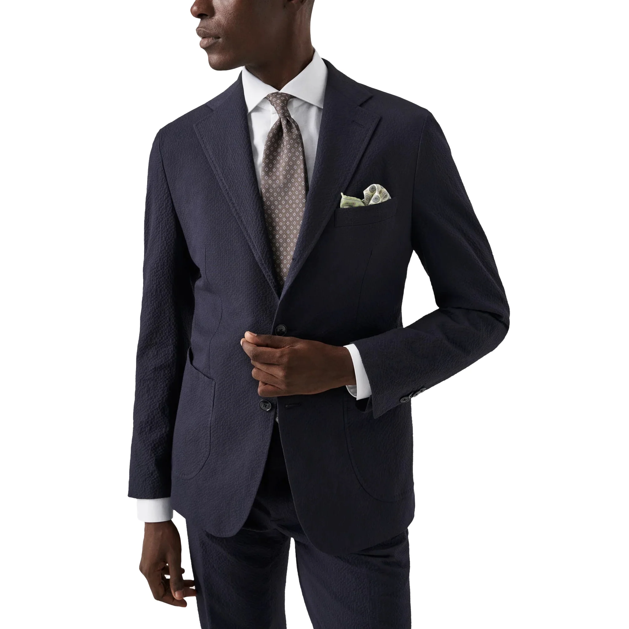 White Solid Elevated Cotton-Linen Slim Fit Shirt - ETON - Image 7