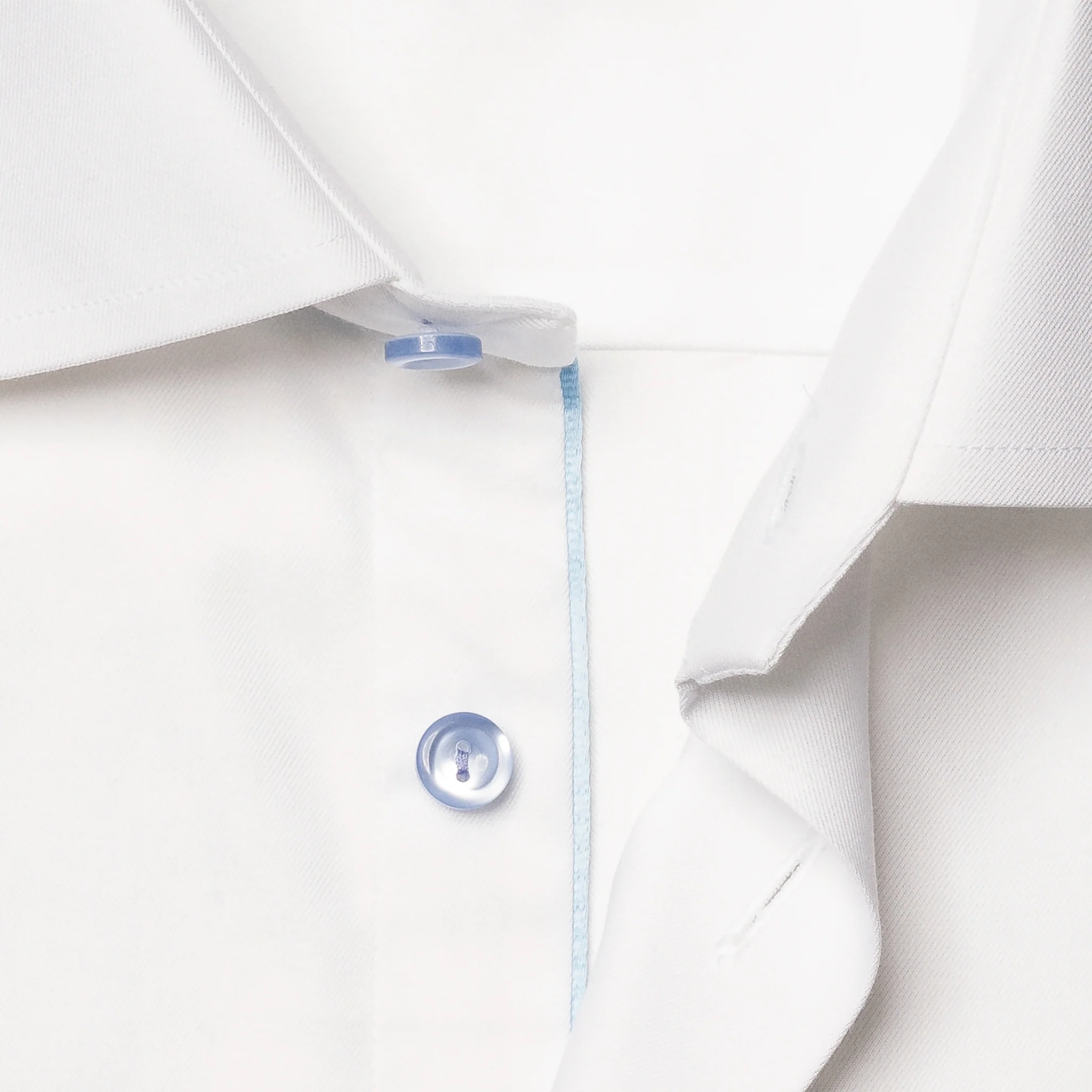 White Solid Cotton-Tencel Lyocell Slim Fit Shirt w/ Blue Buttons - ETON - Image 4