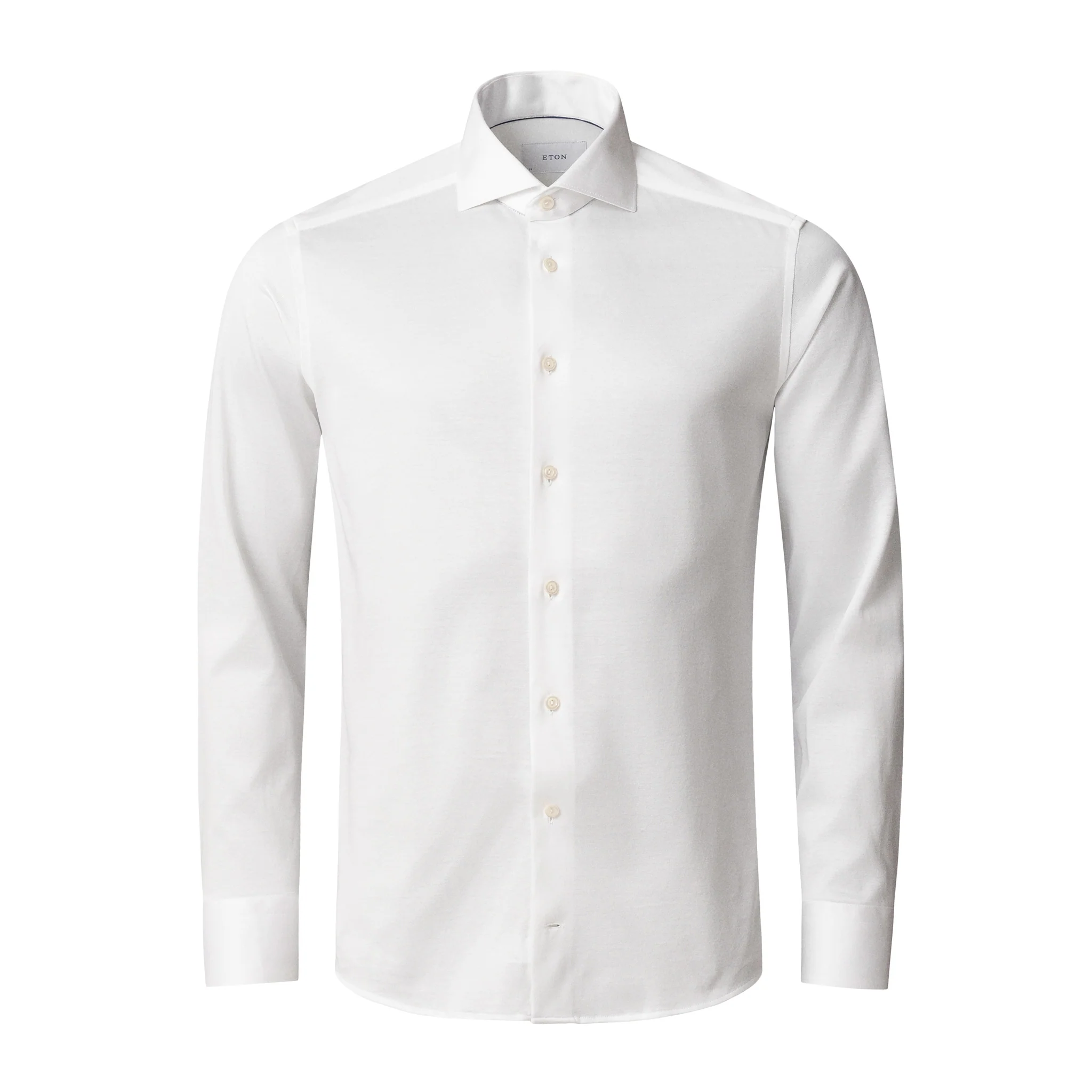 White Solid Filo Di Scozia Cotton Knit Slim Fit Casual Shirt - ETON