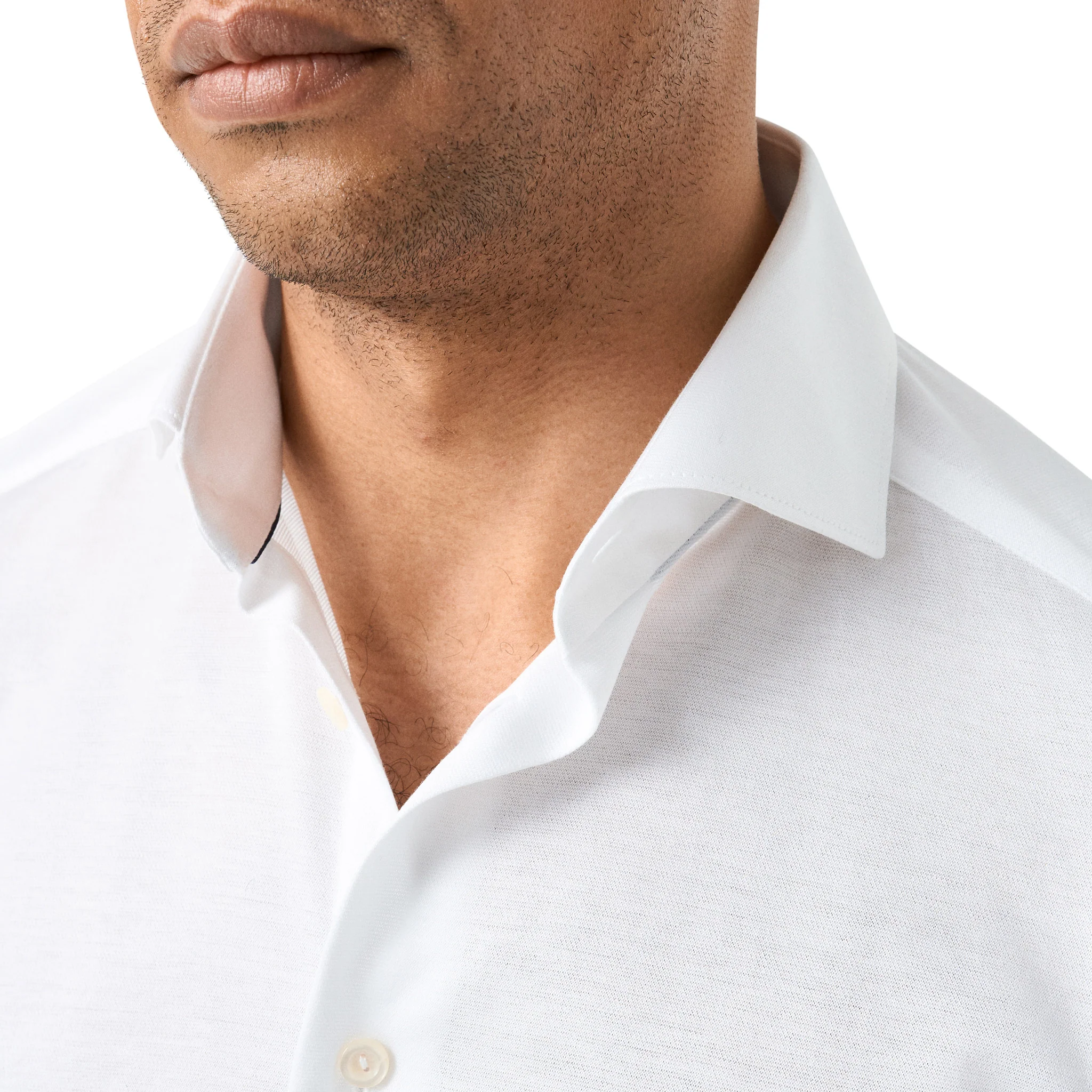 White Solid Filo Di Scozia Cotton Knit Slim Fit Casual Shirt - ETON - Image 5