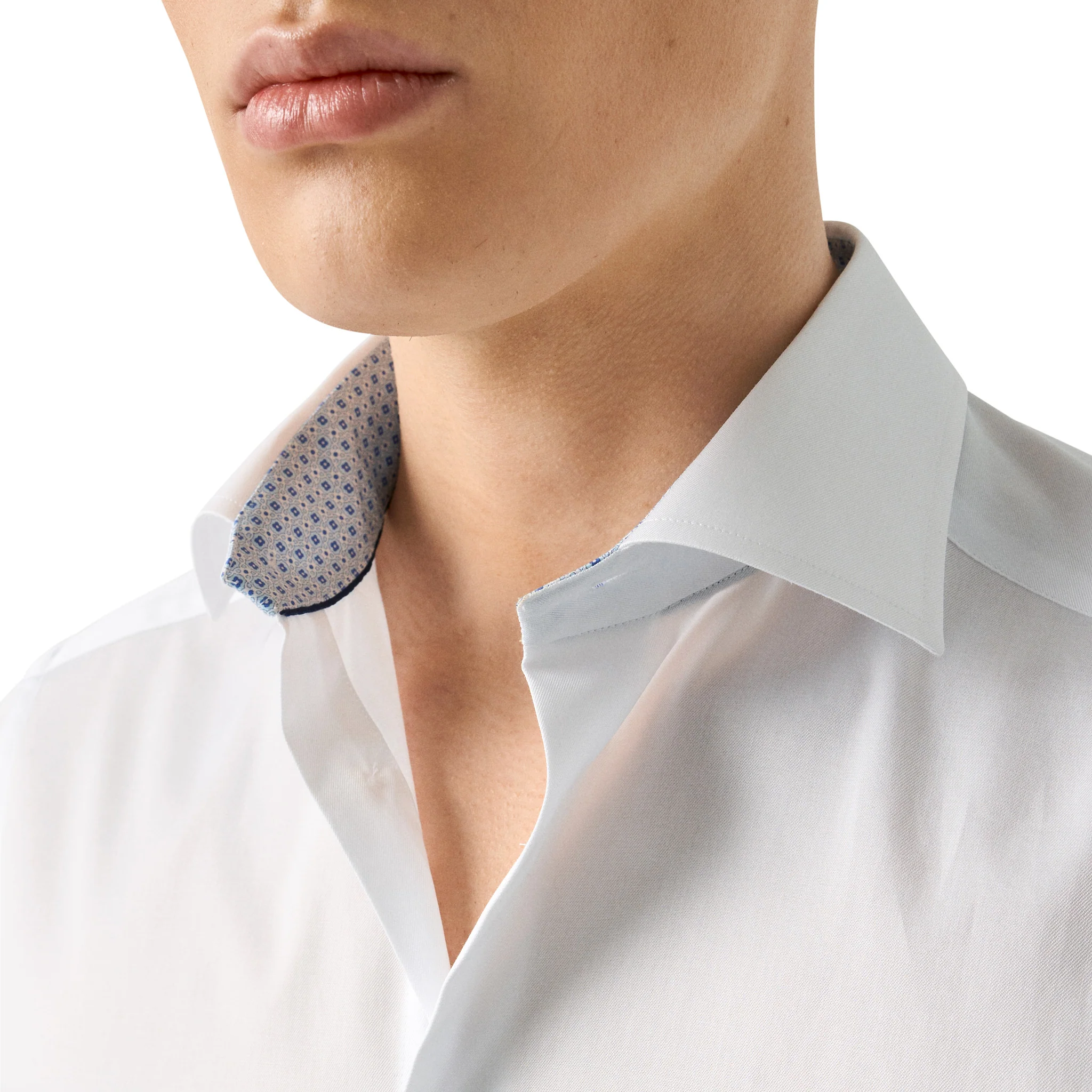 White Solid Geometric Effect Signature Twill Contemporary Fit Shirt - ETON - Image 6