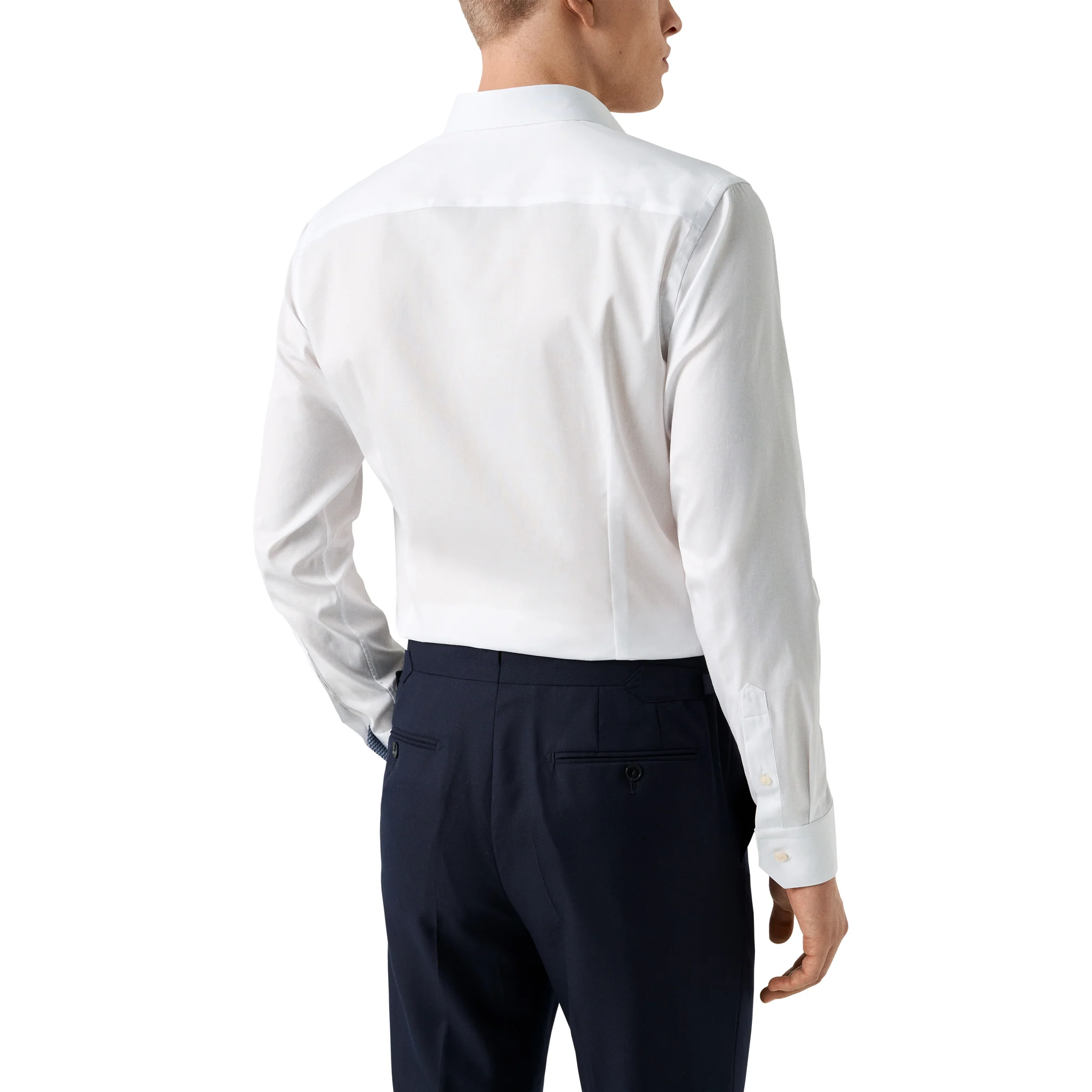 White Solid Geometric Effect Signature Twill Contemporary Fit Shirt - ETON - Image 7