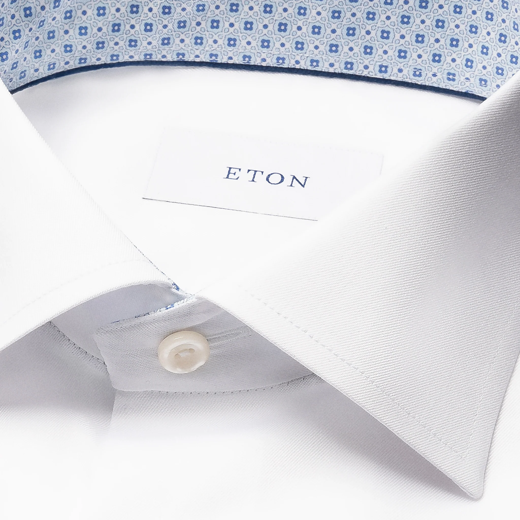 White Solid Geometric Effect Signature Twill Slim Fit Shirt - ETON - Image 2