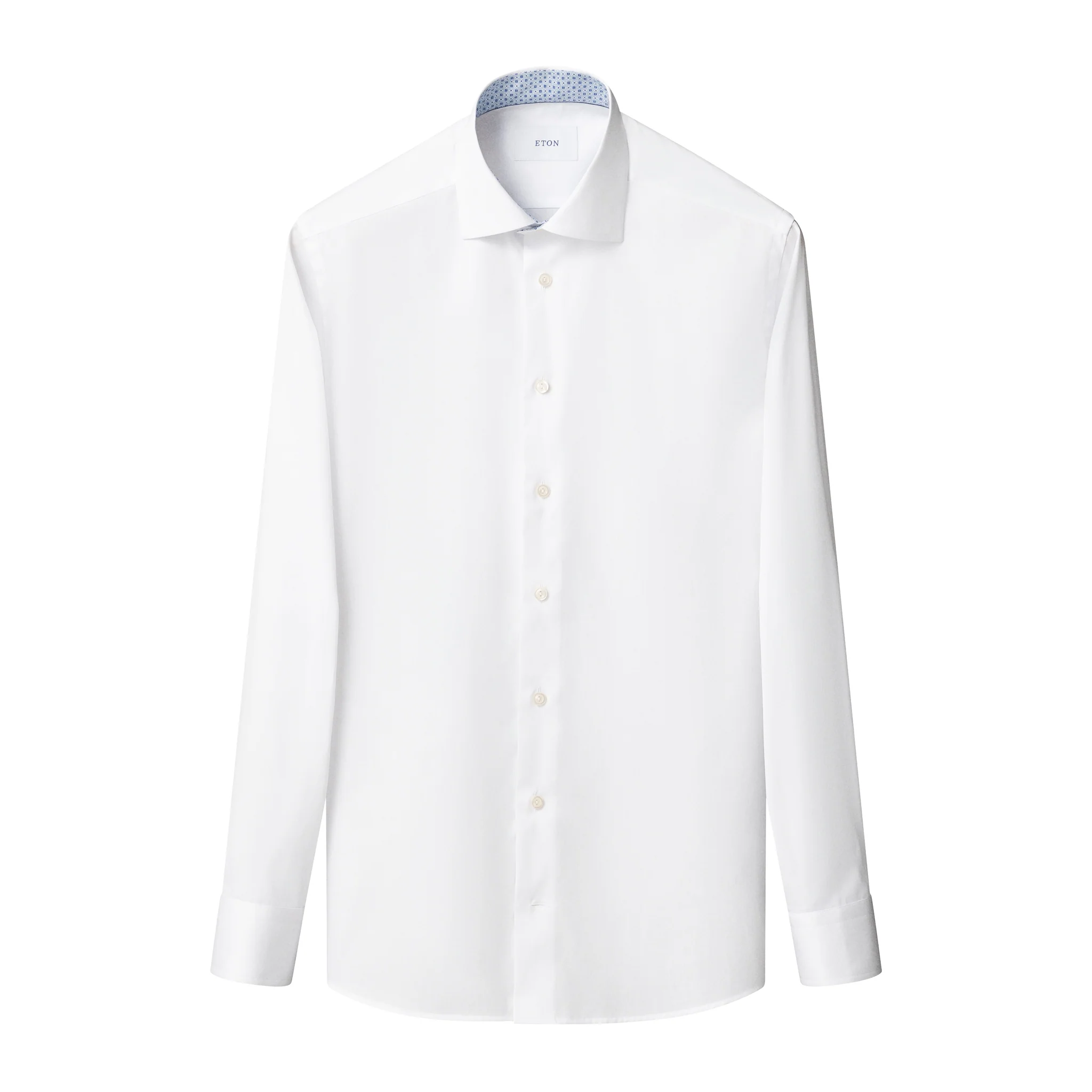 White Solid Geometric Effect Signature Twill Slim Fit Shirt - ETON - Image 3
