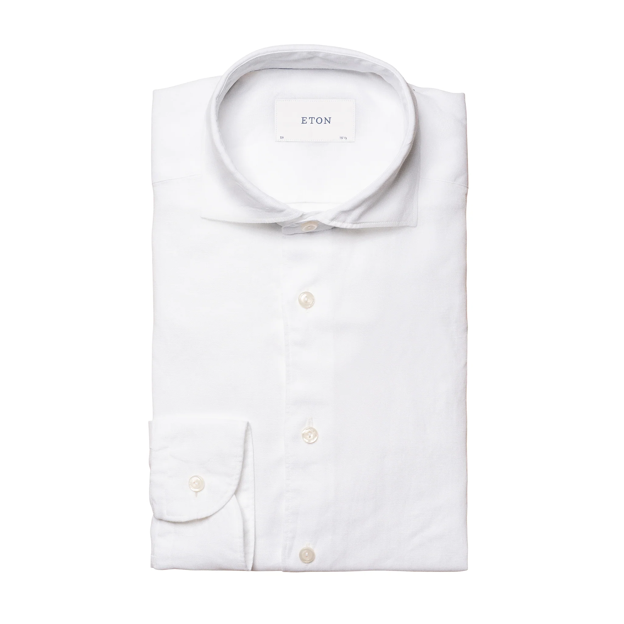 White Solid Linen Contemporary Fit Shirt - ETON