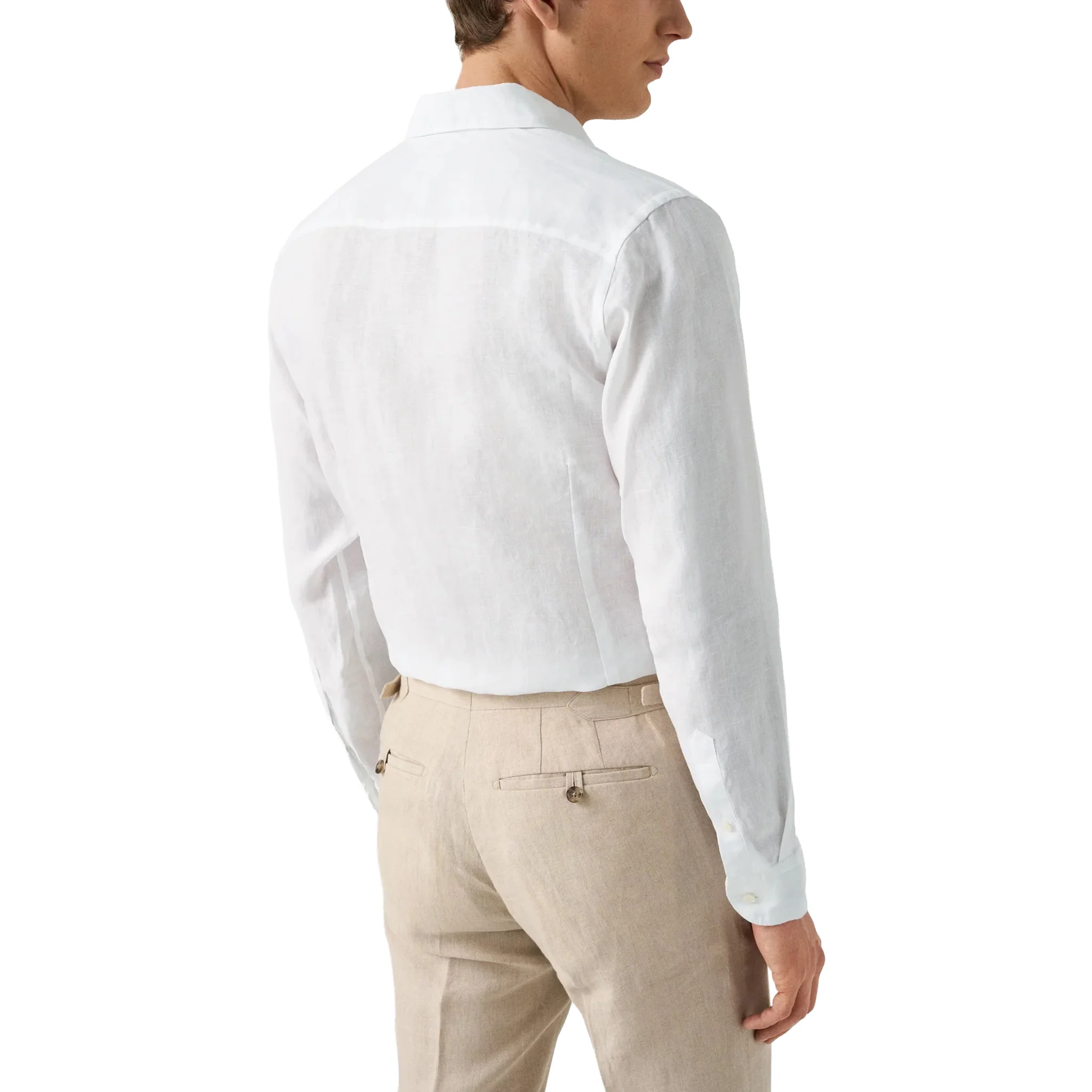 White Solid Linen Contemporary Fit Shirt - ETON - Image 4