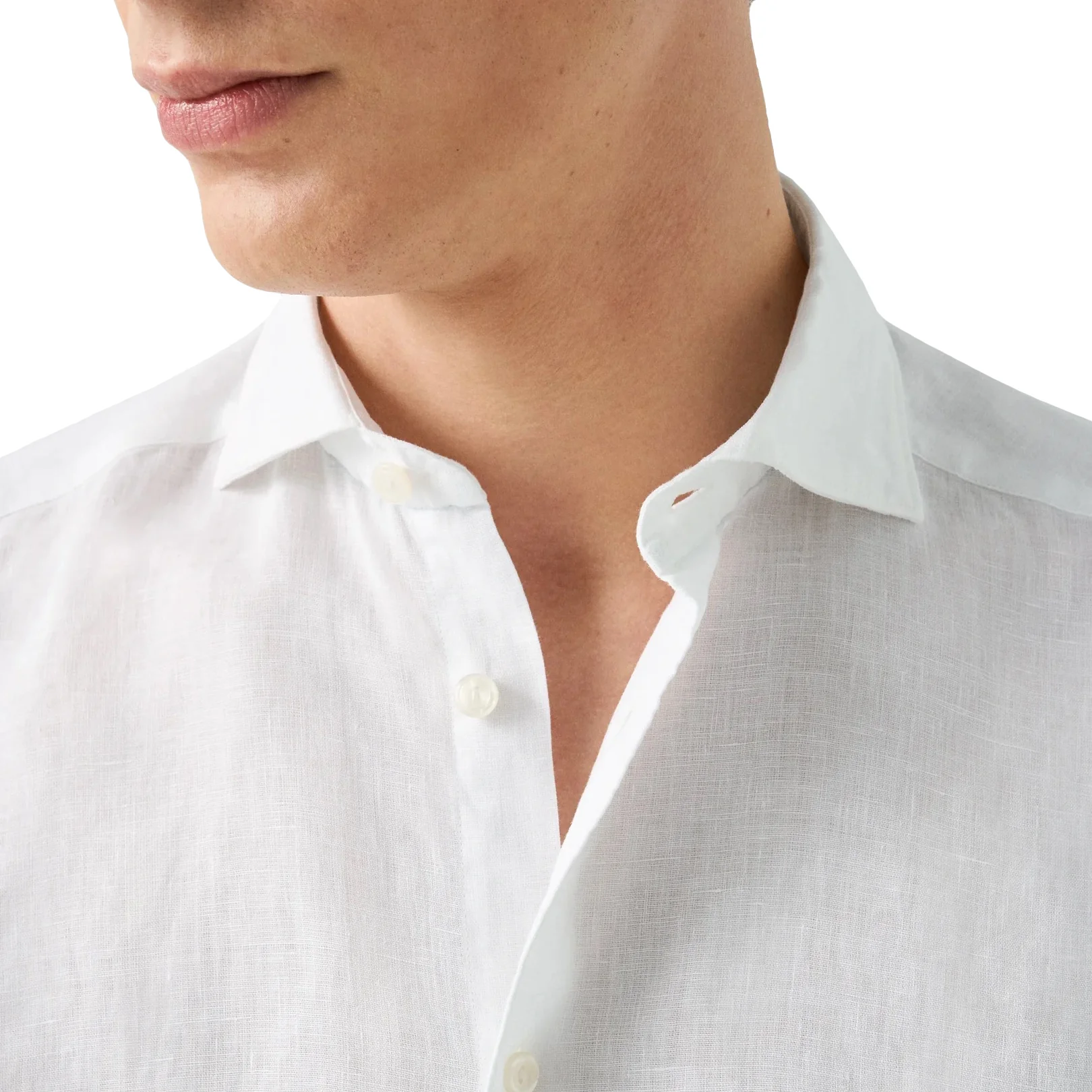 White Solid Linen Contemporary Fit Shirt - ETON - Image 6