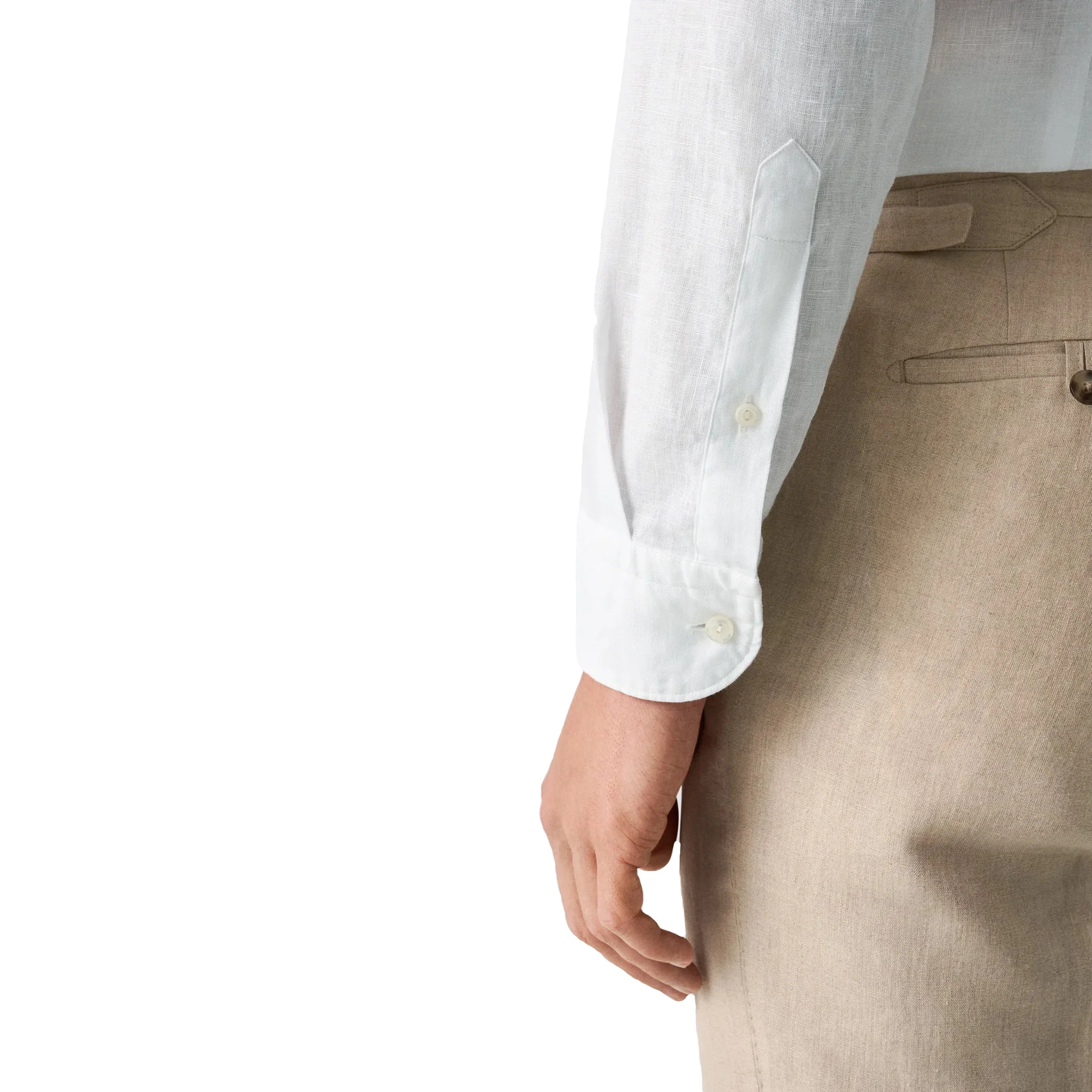 White Solid Linen Contemporary Fit Shirt - ETON - Image 7