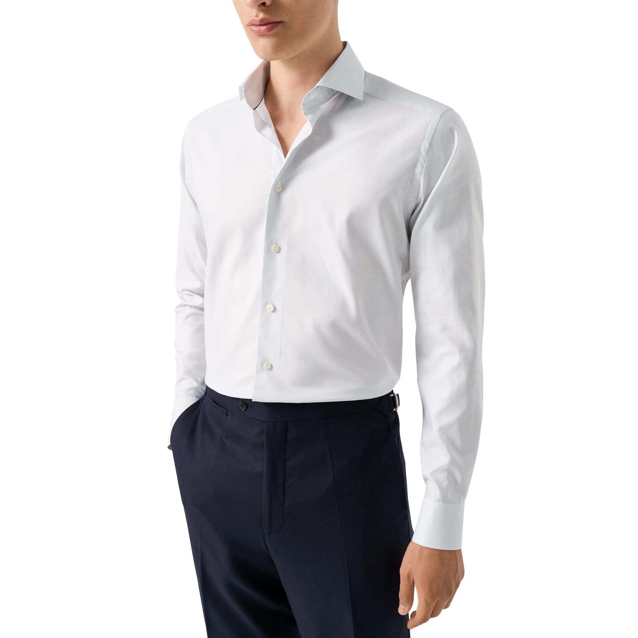 Ice Gray Semi-Solid Signature Oxford Slim Fit Shirt - ETON - Image 3
