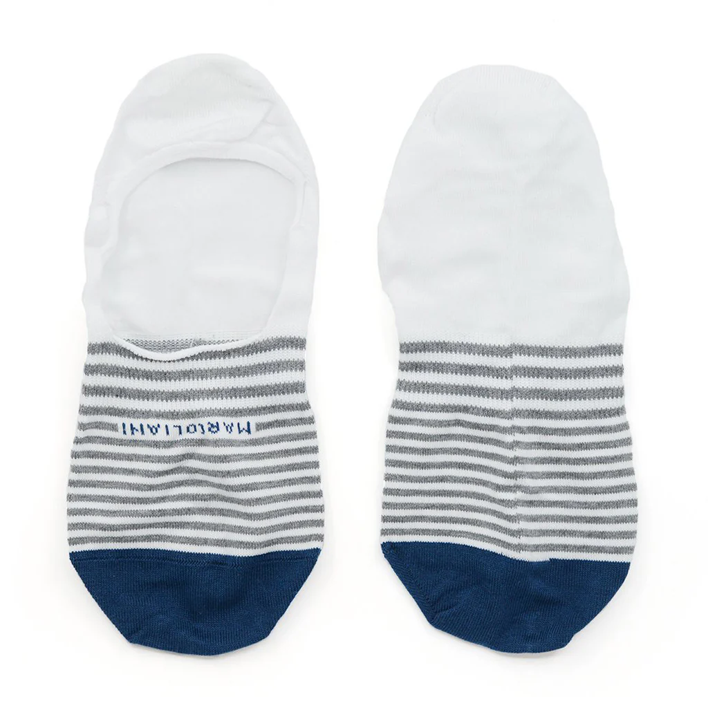 White Stripe Invisible Touch No-Show Socks - Marcoliani - Image 3