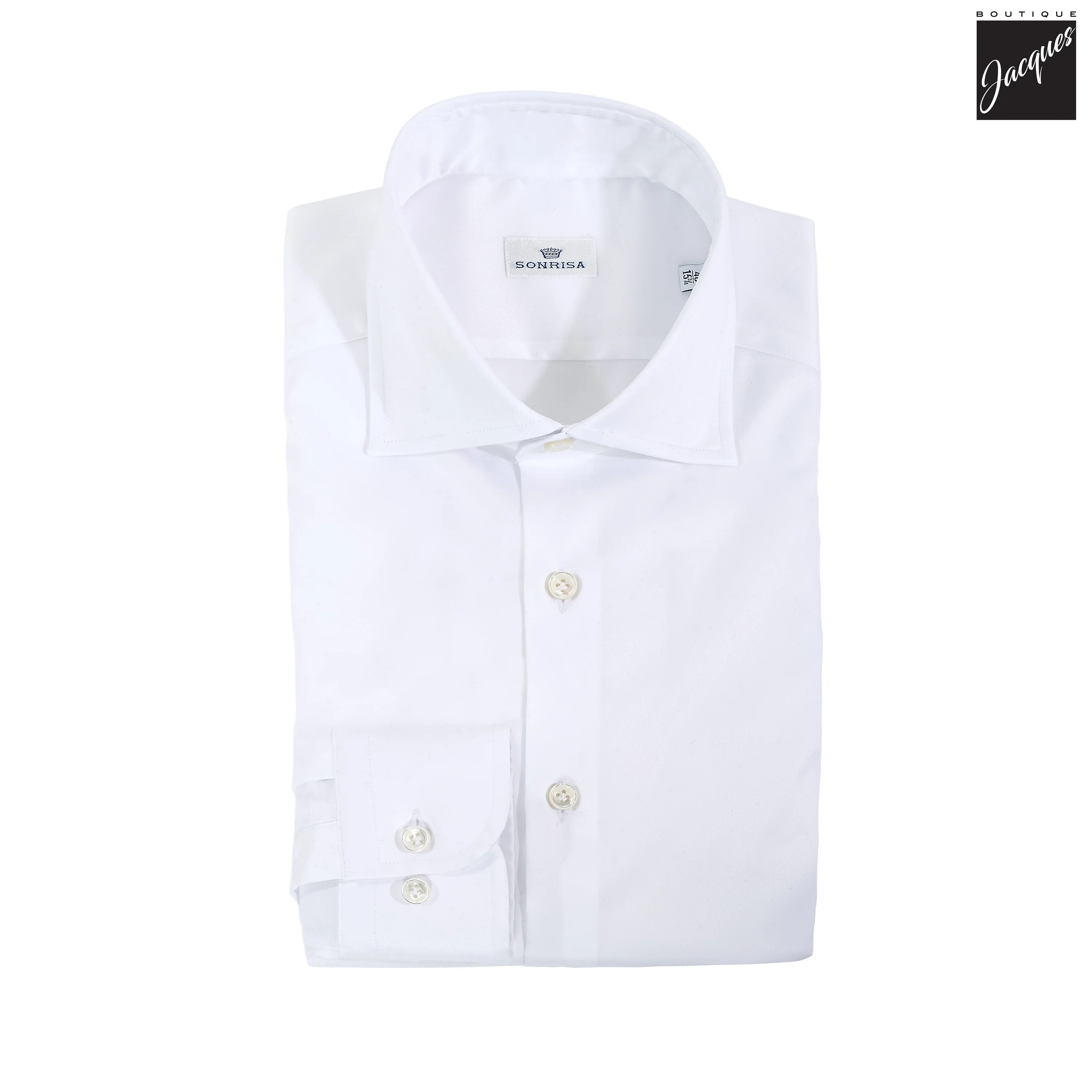 White Superior Cotton Twill Modern Fit Dress Shirt - SONRISA