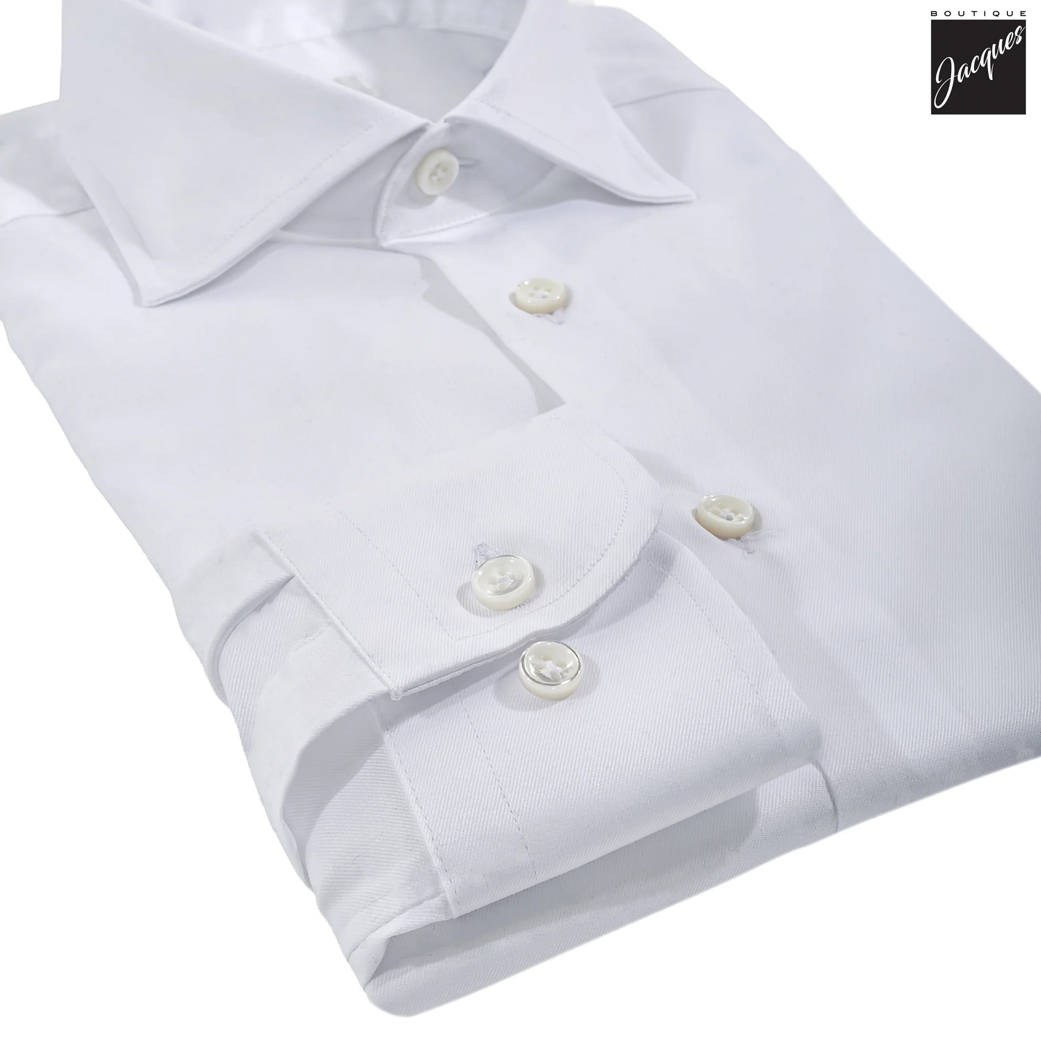 White Superior Cotton Twill Stretch Slim Fit Dress Shirt - SONRISA - Image 3