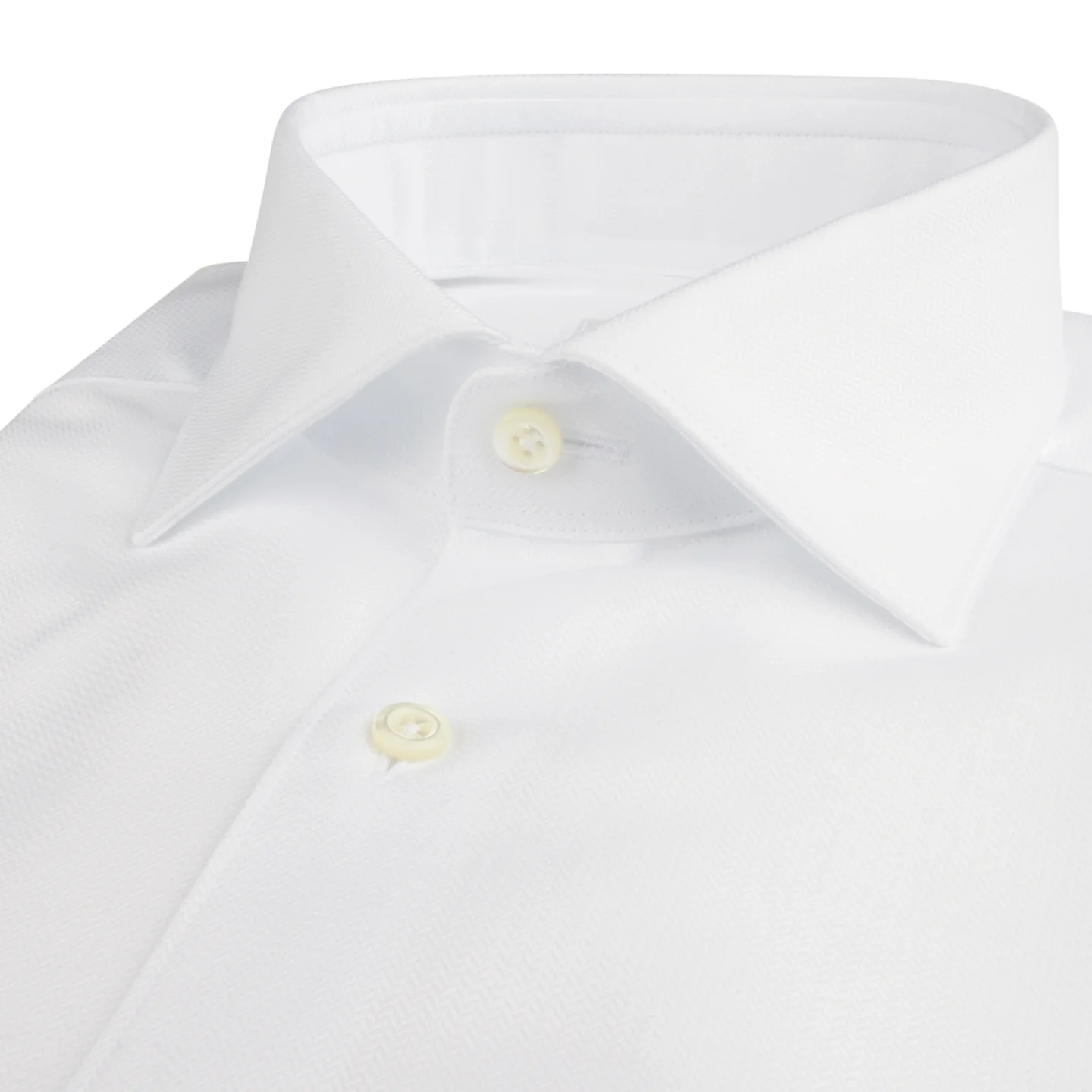 White Textured Cotton Twill Fitted Body Shirt - Stenströms - Image 2