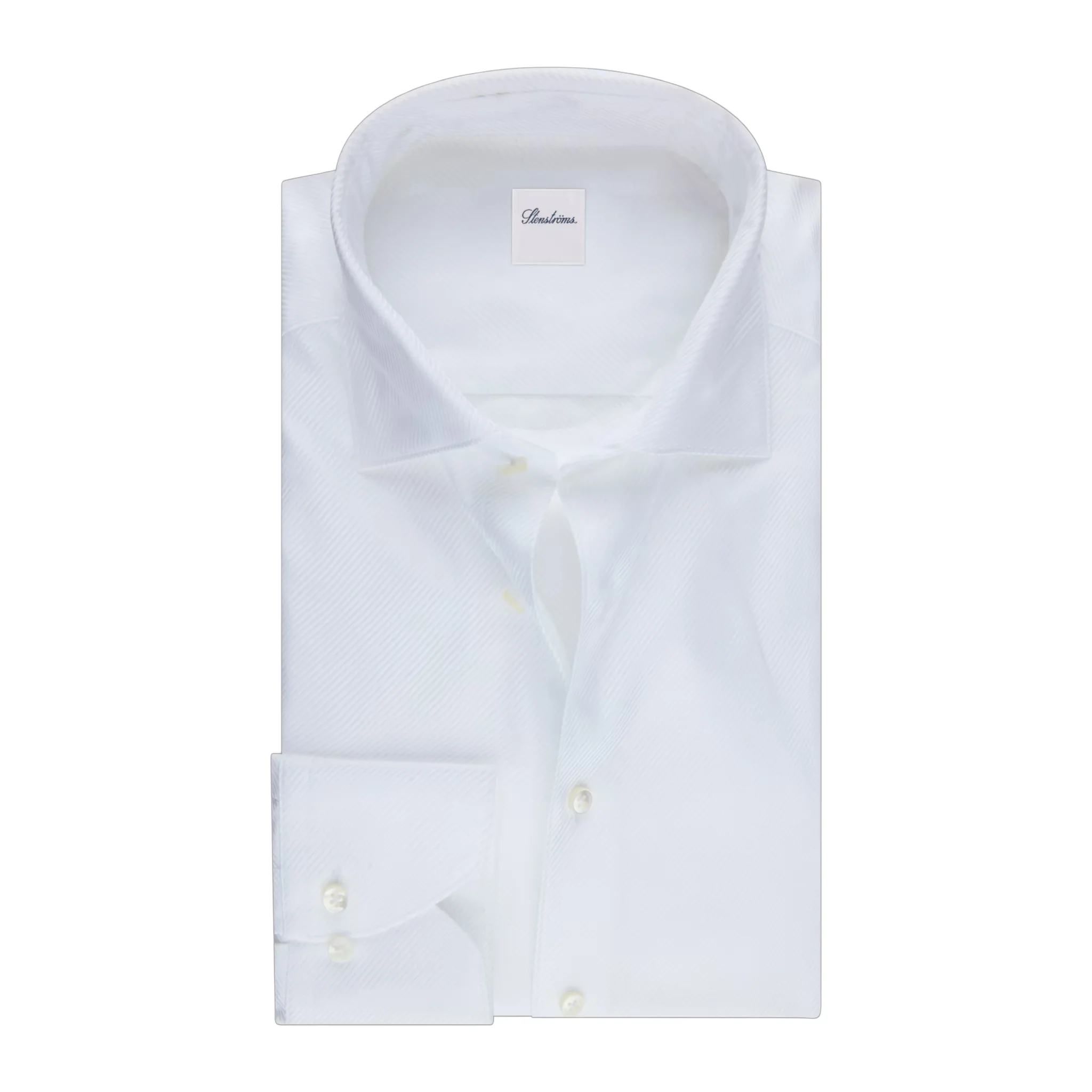White Textured Twill Regular Fit Dress Shirt - Stenströms
