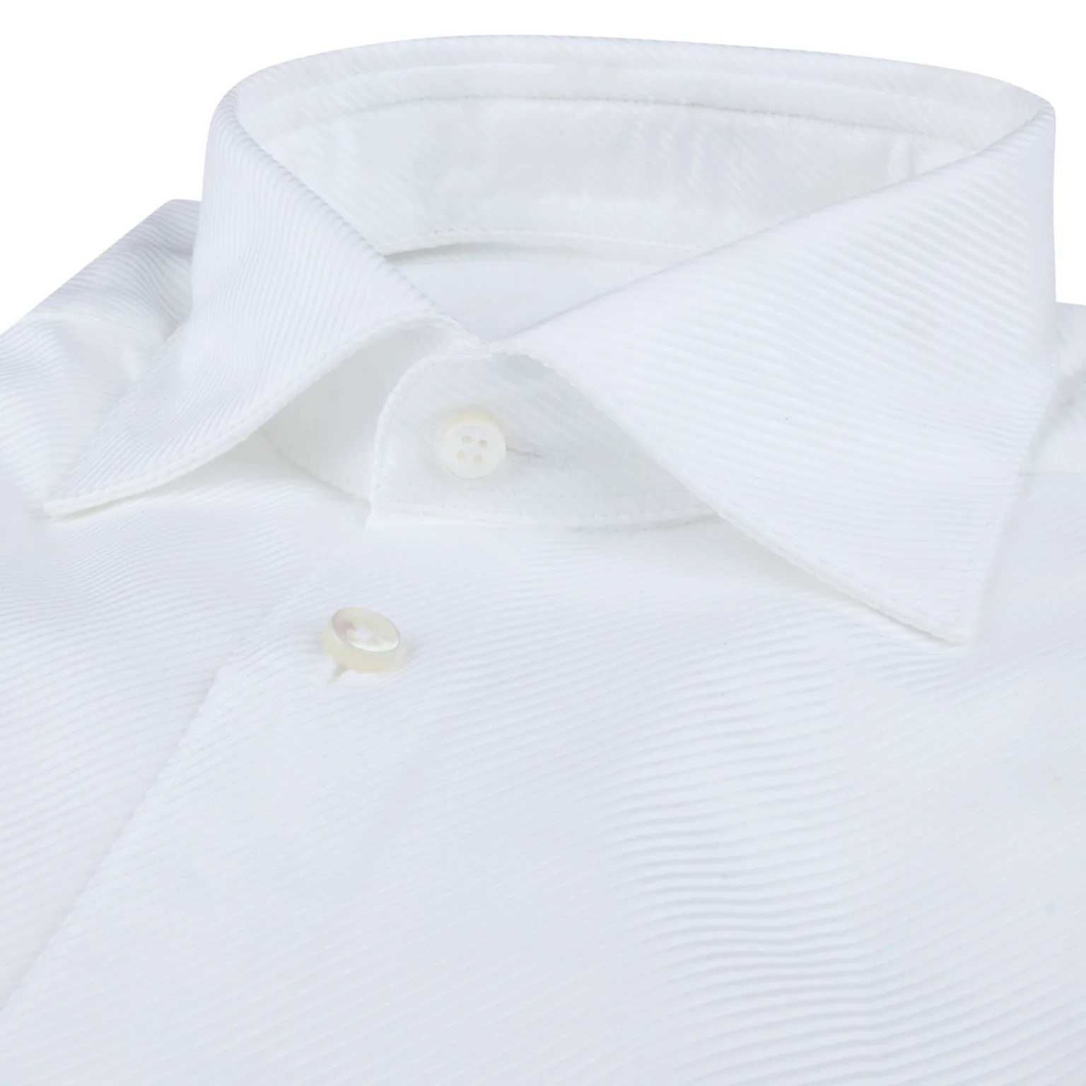 White Textured Twill Regular Fit Dress Shirt - Stenströms - Image 2