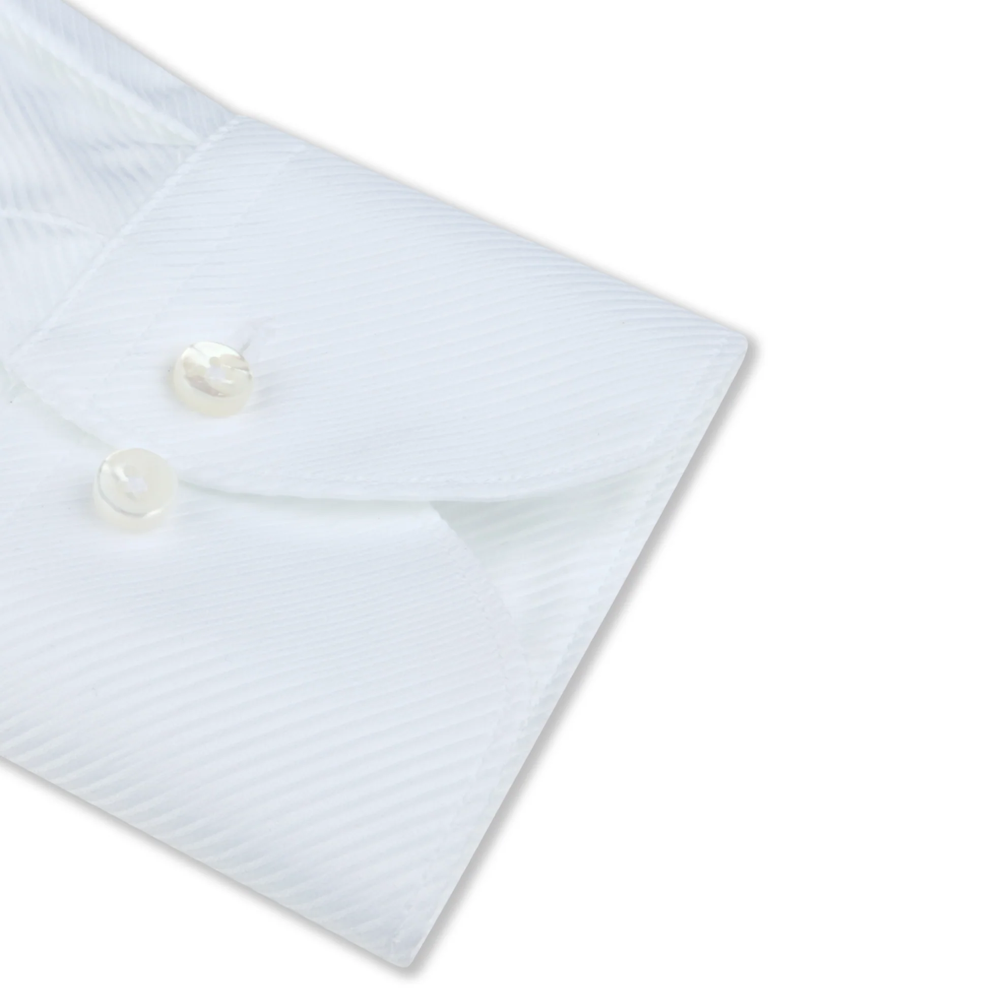 White Textured Twill Regular Fit Dress Shirt - Stenströms - Image 3