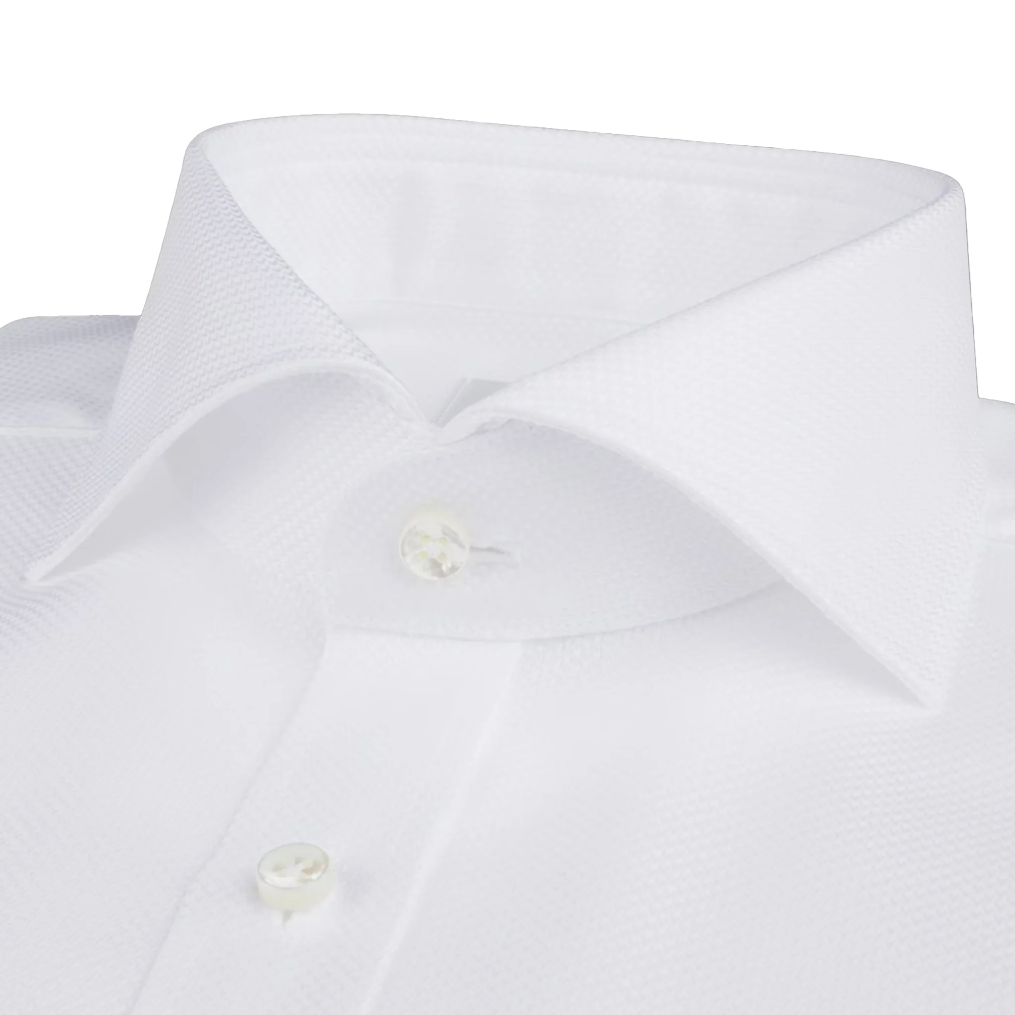 White Textured Twill Fitted Body Dress Shirt - Stenströms - Image 2