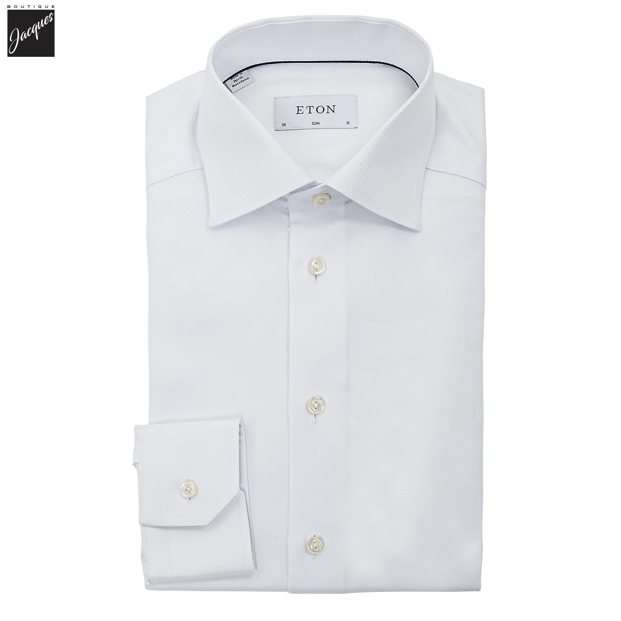 White Textured Twill Slim Fit Shirt - ETON