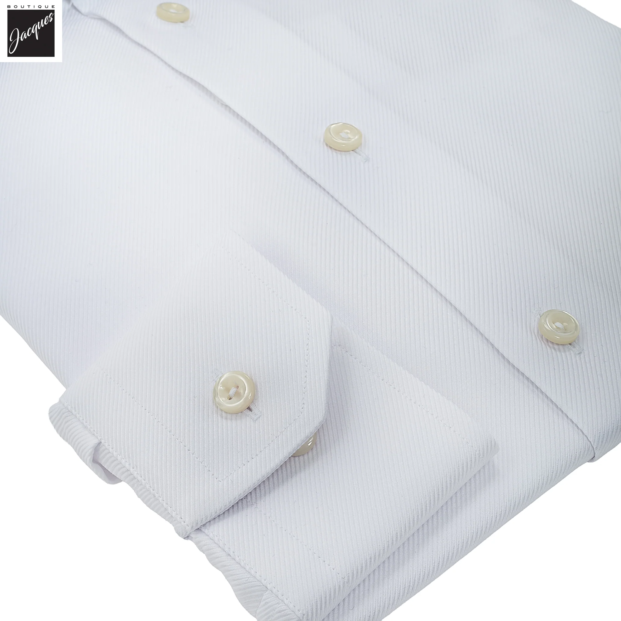 White Textured Twill Slim Fit Shirt - ETON - Image 3