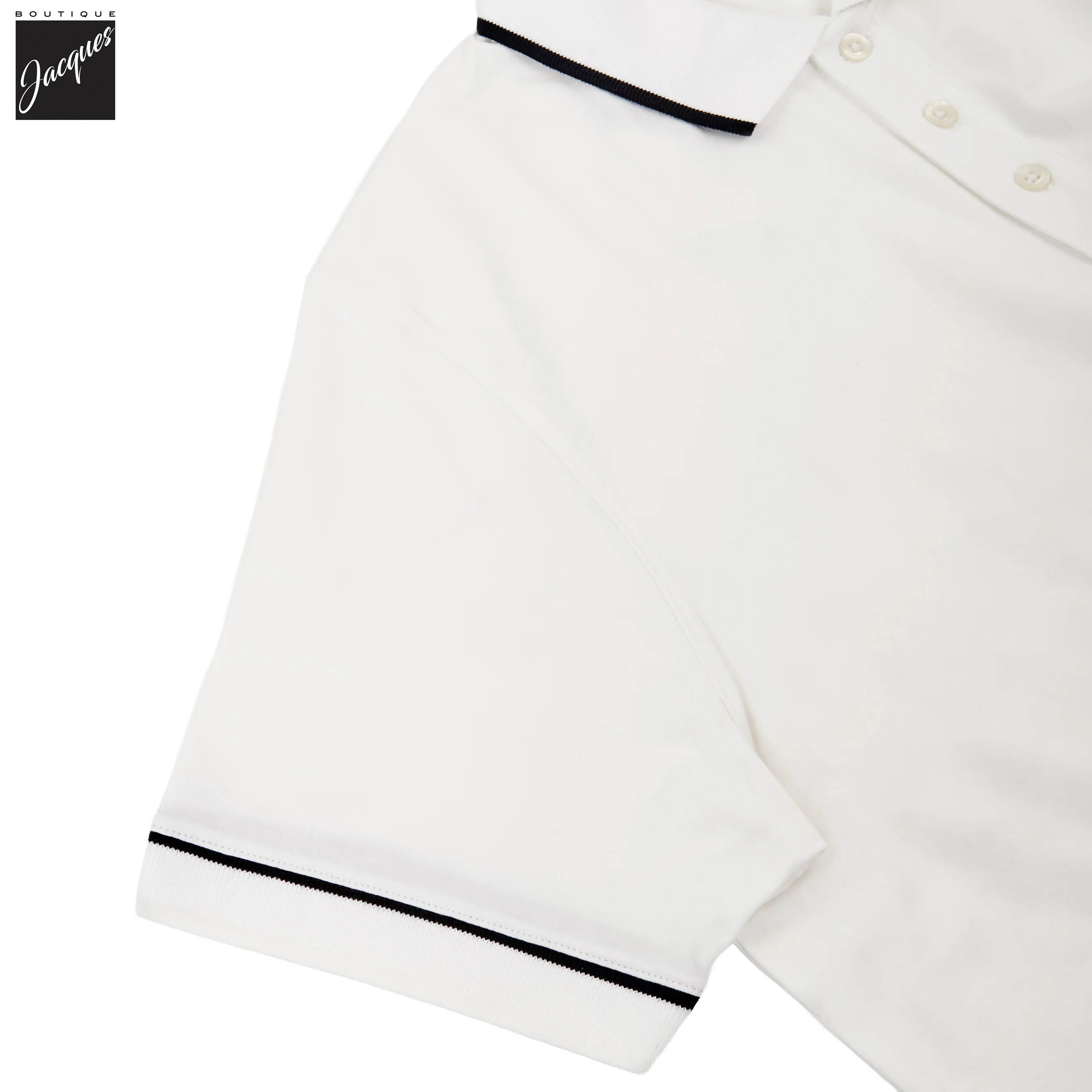 White Tipped Iconic Pima Cotton Stretch Button Polo Shirt - Patrick Assaraf - Image 4