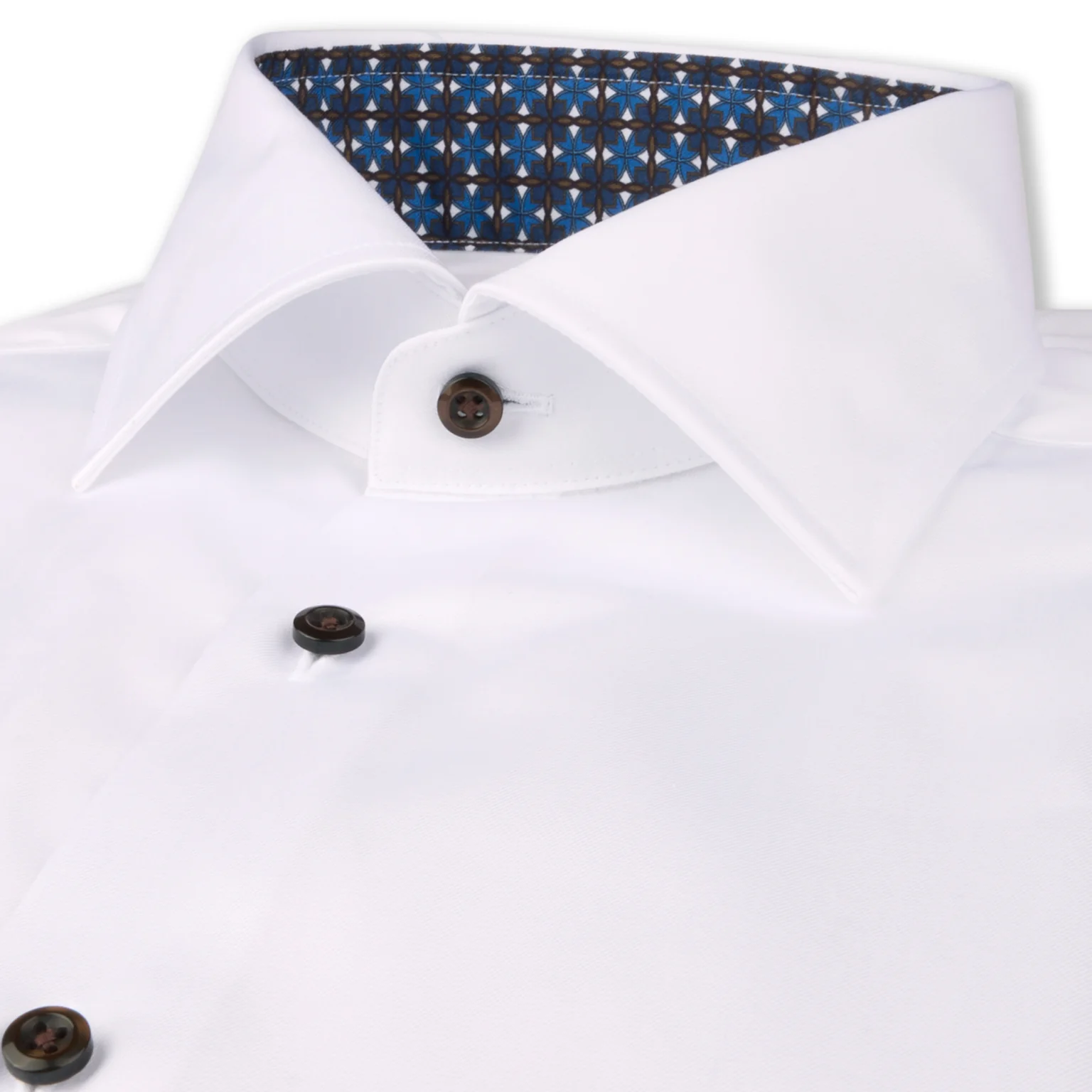 White Twill Fitted Body Shirt w/ Contrast - Stenströms - Image 2
